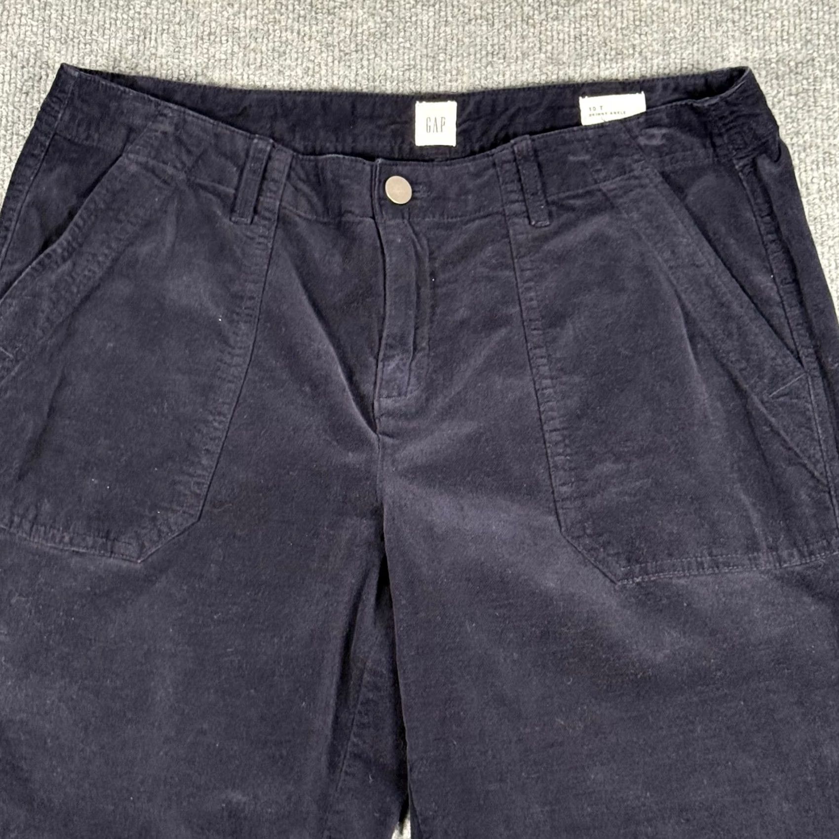 Gap GAP Navy Blue Skinny Ankle Corduroy Velvet Velour Pants 34x31 Tall 10T Women Shirt? Size 32" / US 10 / IT 46 - 3 Thumbnail