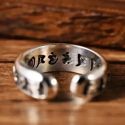 VIBE 925 silver Buddhist adjustable ring Size ONE SIZE - 3 Thumbnail