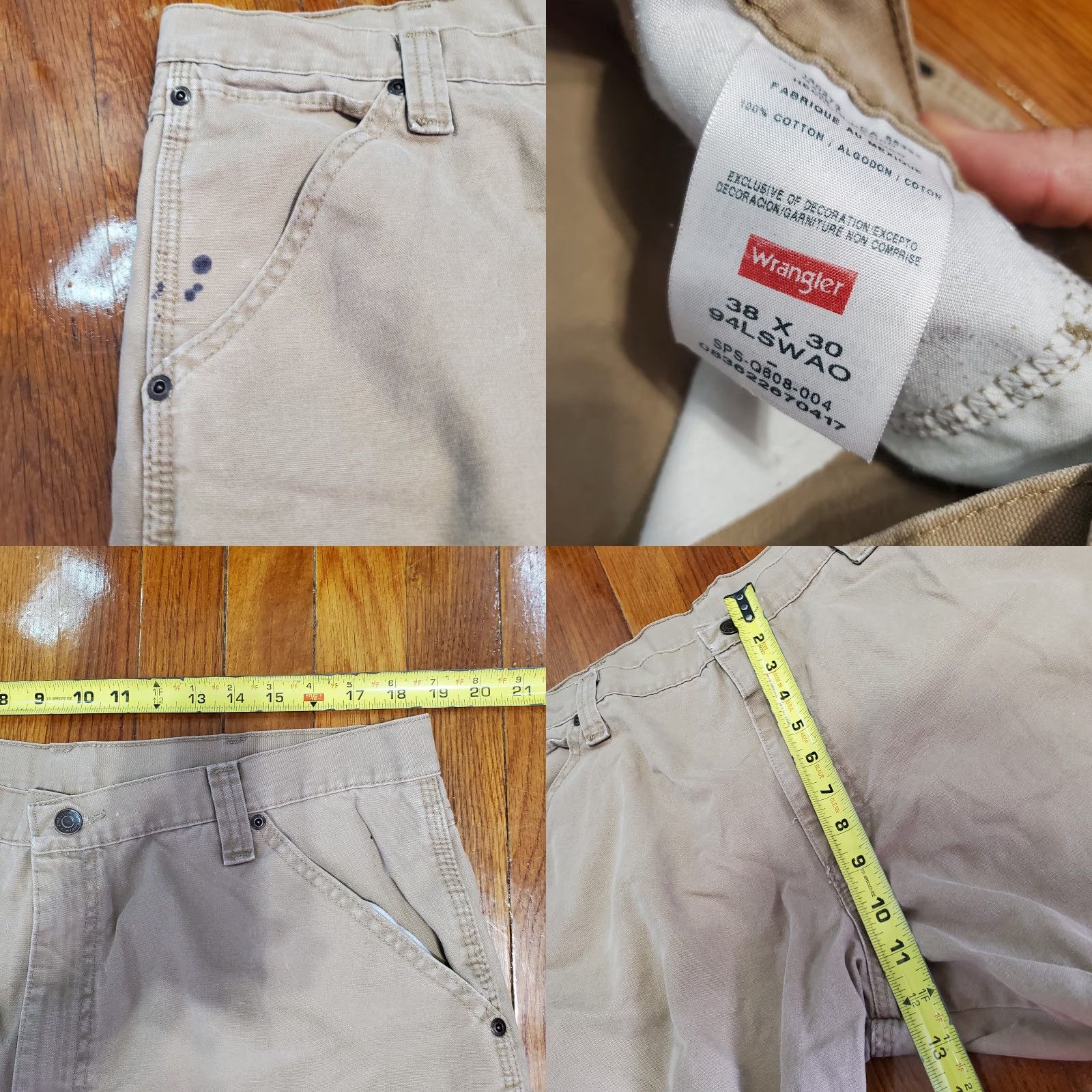 Wrangler VINTAGE Wrangler Carpenter Pants Mens 38x30 Brown Distressed 5-Pocket Utility Workwear Jeans Pants Mens Regular Brown Wrangler Logo Grunge 90s Size US 38 / EU 54 - 8 Thumbnail