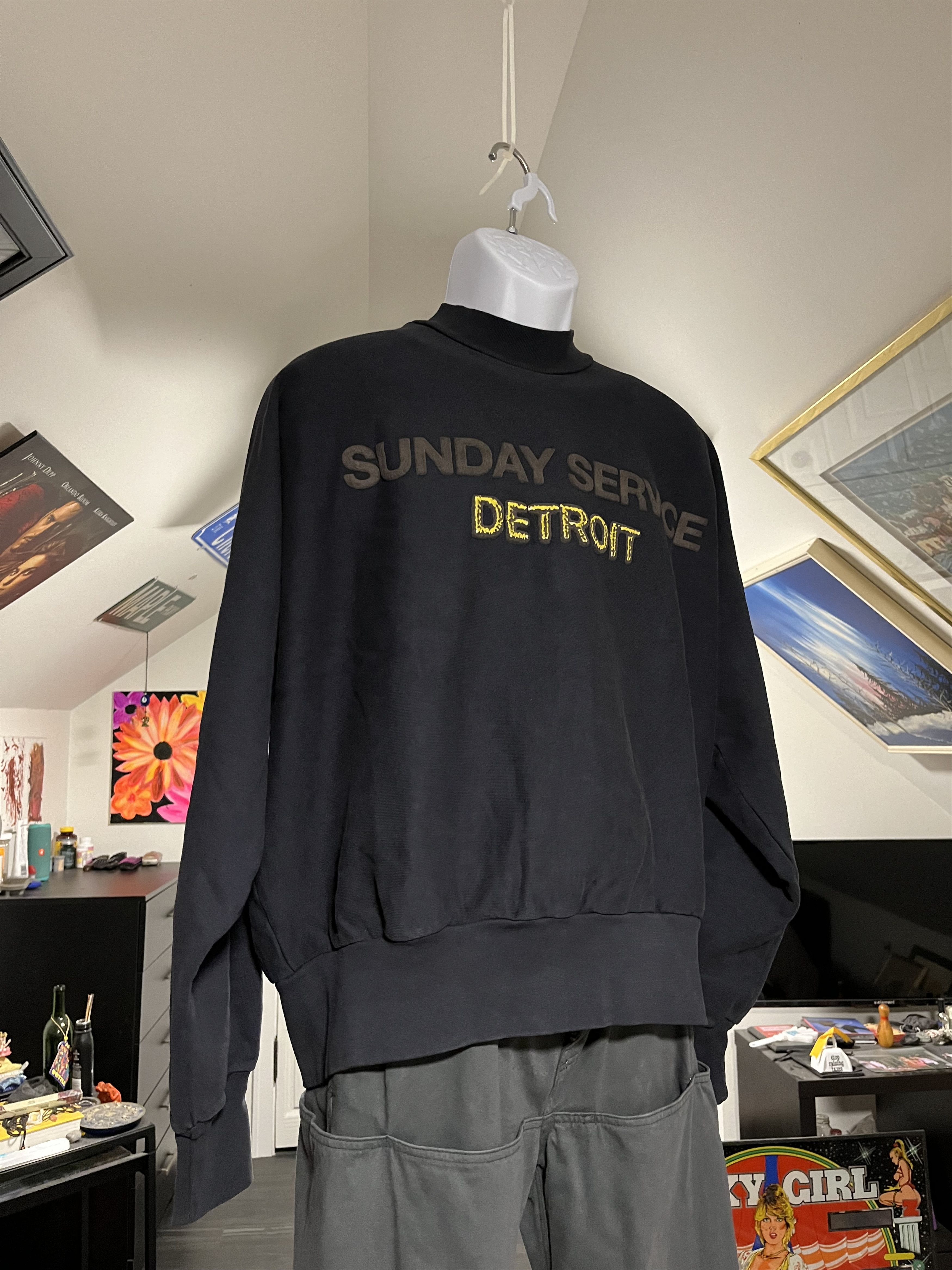 Kanye West Sunday Service Gold Detroit II Crewneck Navy | Grailed 