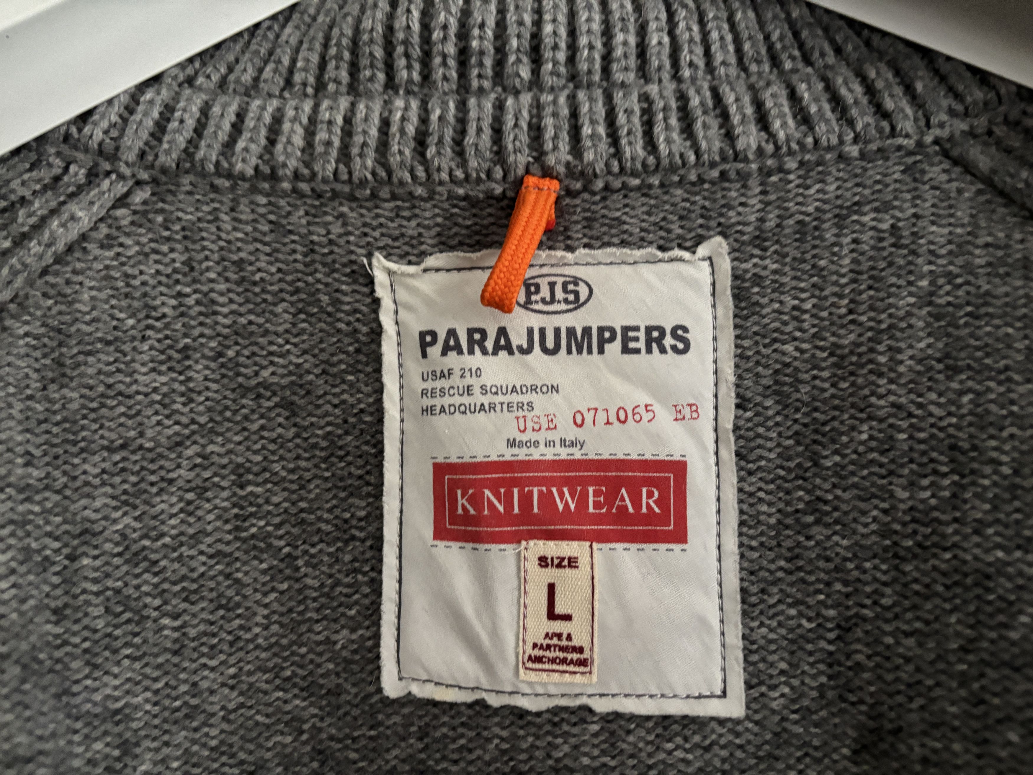 Parajumpers $875 Grey Knit Wool Zip Hood Cardigan Sweater Raglan Sleeve Size US L / EU 52-54 / 3 - 12 Thumbnail