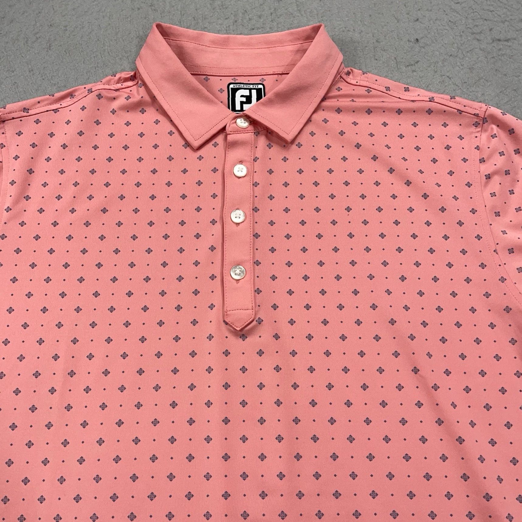 Footjoy FootJoy Polo Shirt Mens Large Athletic Fit Pink Abstract Logo Golf Shirt Size US L / EU 52-54 / 3 - 2 Thumbnail