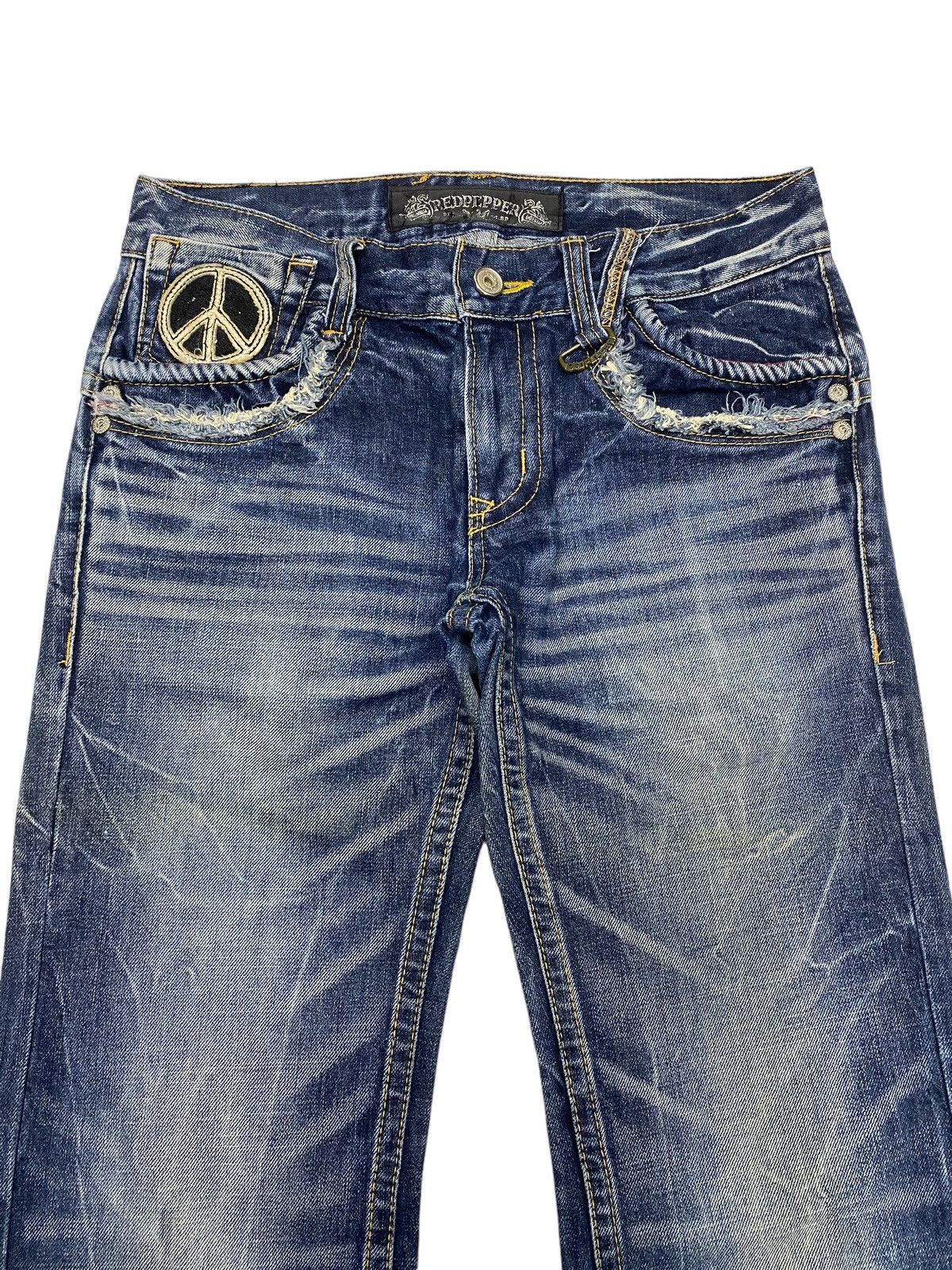 If Six Was Nine 🔥GRAIL 🇯🇵 RED PEPPER "PEACE" DISTRESSED DENIM JEANS Size US 32 / EU 48 - 8 Thumbnail