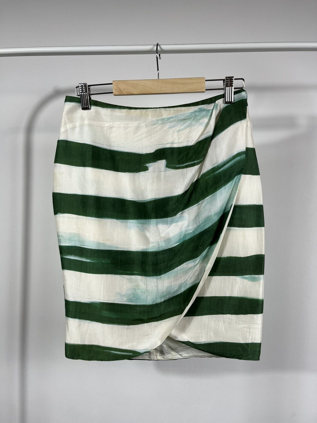Emporio Armani Emporio Armani Women’s Green White Striped Skirt IT 40 Size 27" / US 4 / IT 40 - 1 Thumbnail