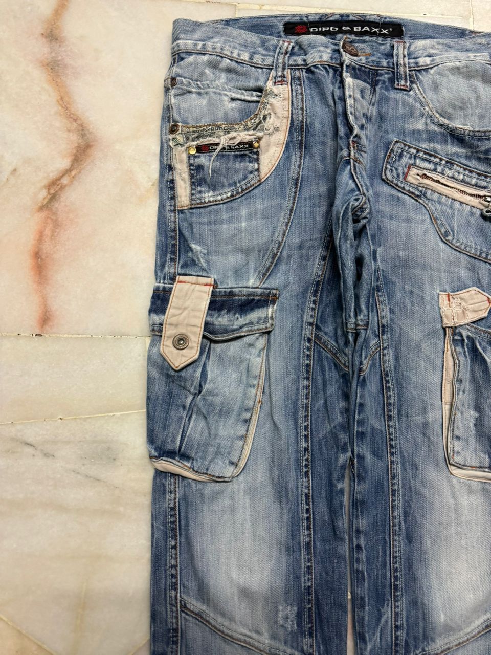 Japanese Brand 💥Insane💥90s DipoxBaxx Sand Washed Distressed Cargo Rare Jean Size US 32 / EU 48 - 4 Thumbnail