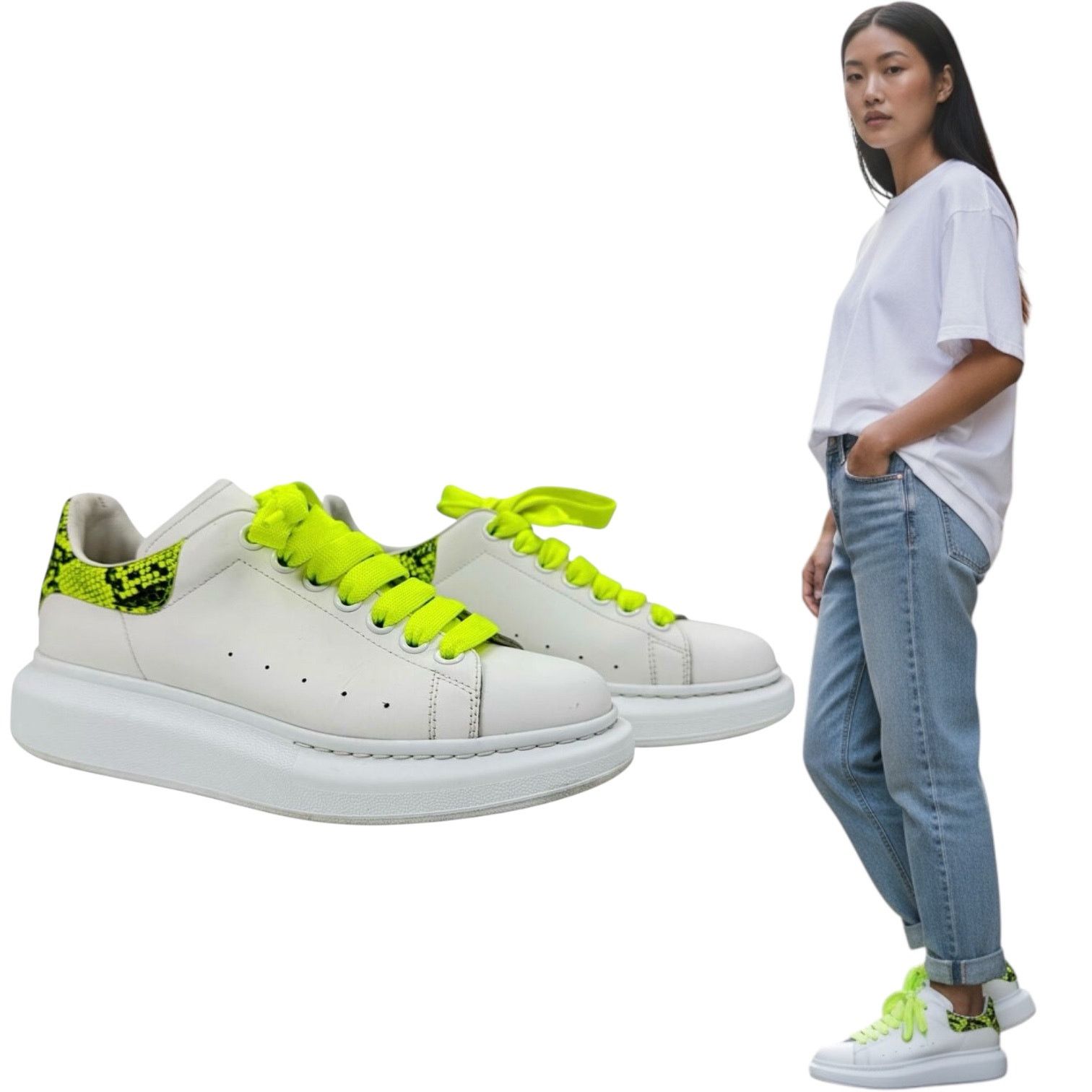Alexander McQueen Alexander Mcqueen Oversized Python Print Sneakers Leather Size US 10.5 / IT 40.5 - 1 Thumbnail