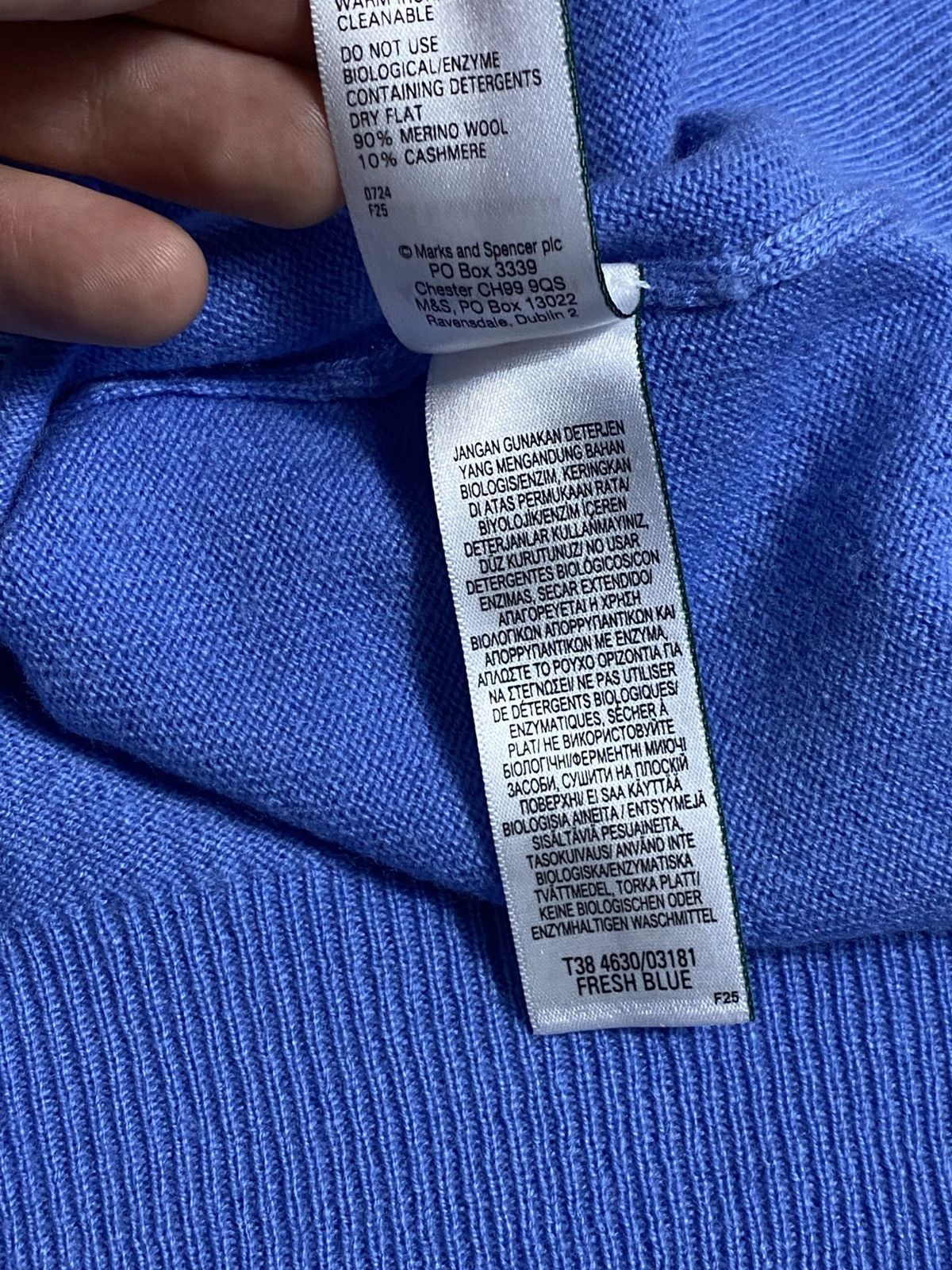 Japanese Brand Autograph M&S Blue Merino Wool & Cashmere Knit Tee S Size S / US 4 / IT 40 - 6 Thumbnail