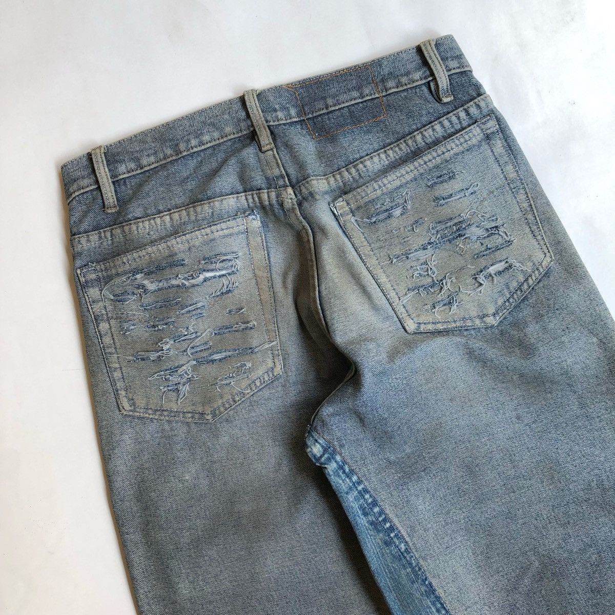 Designer Rework Distressed Dyed Washed Denim Jeans With Multi Pocket Size US 32 / EU 48 - 10 Thumbnail