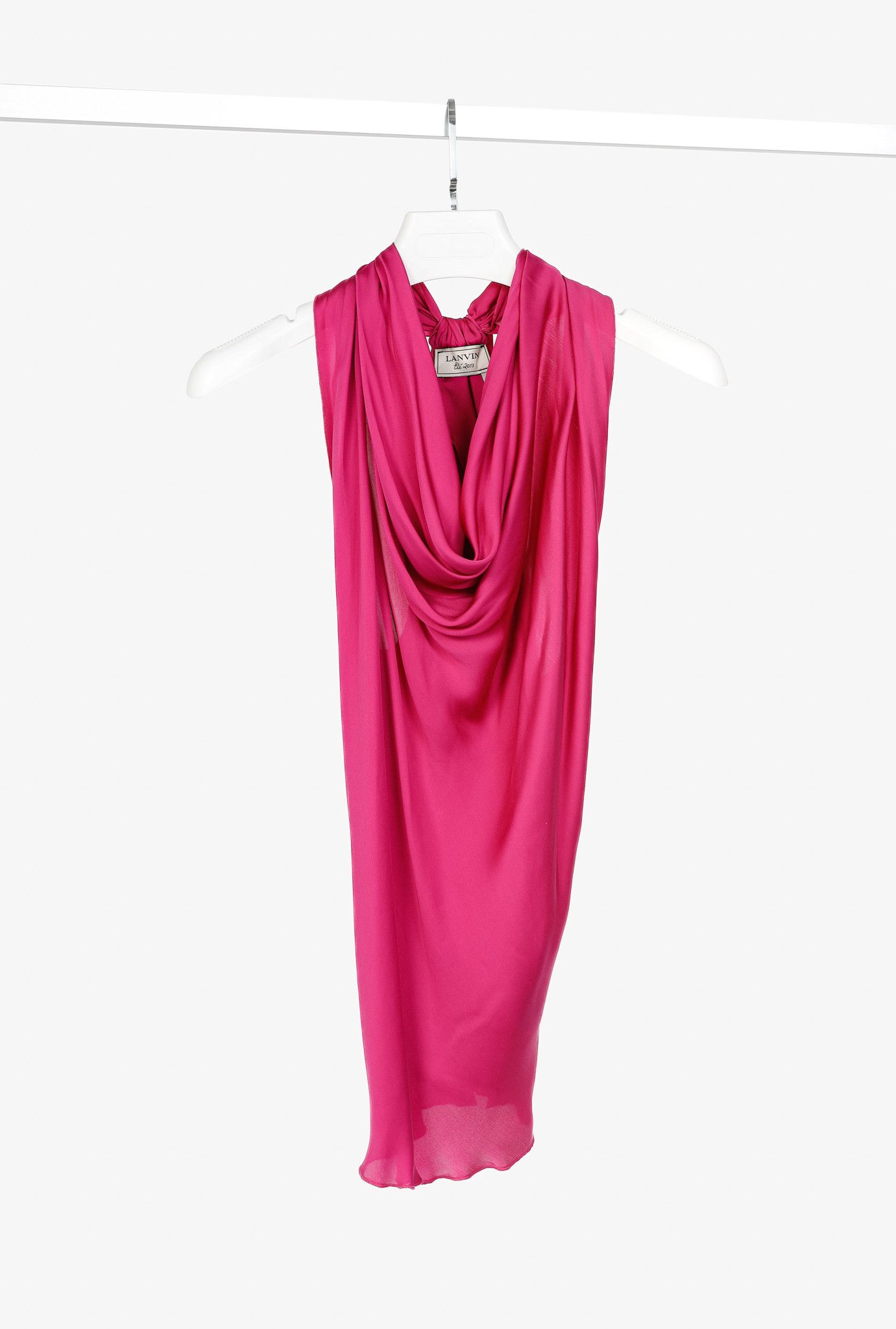 Lanvin Lanvin SS/13 Fuchsia Silk Charmeuse Cowl-Neck Blouse Size M / US 6-8 / IT 42-44 - 1 Thumbnail