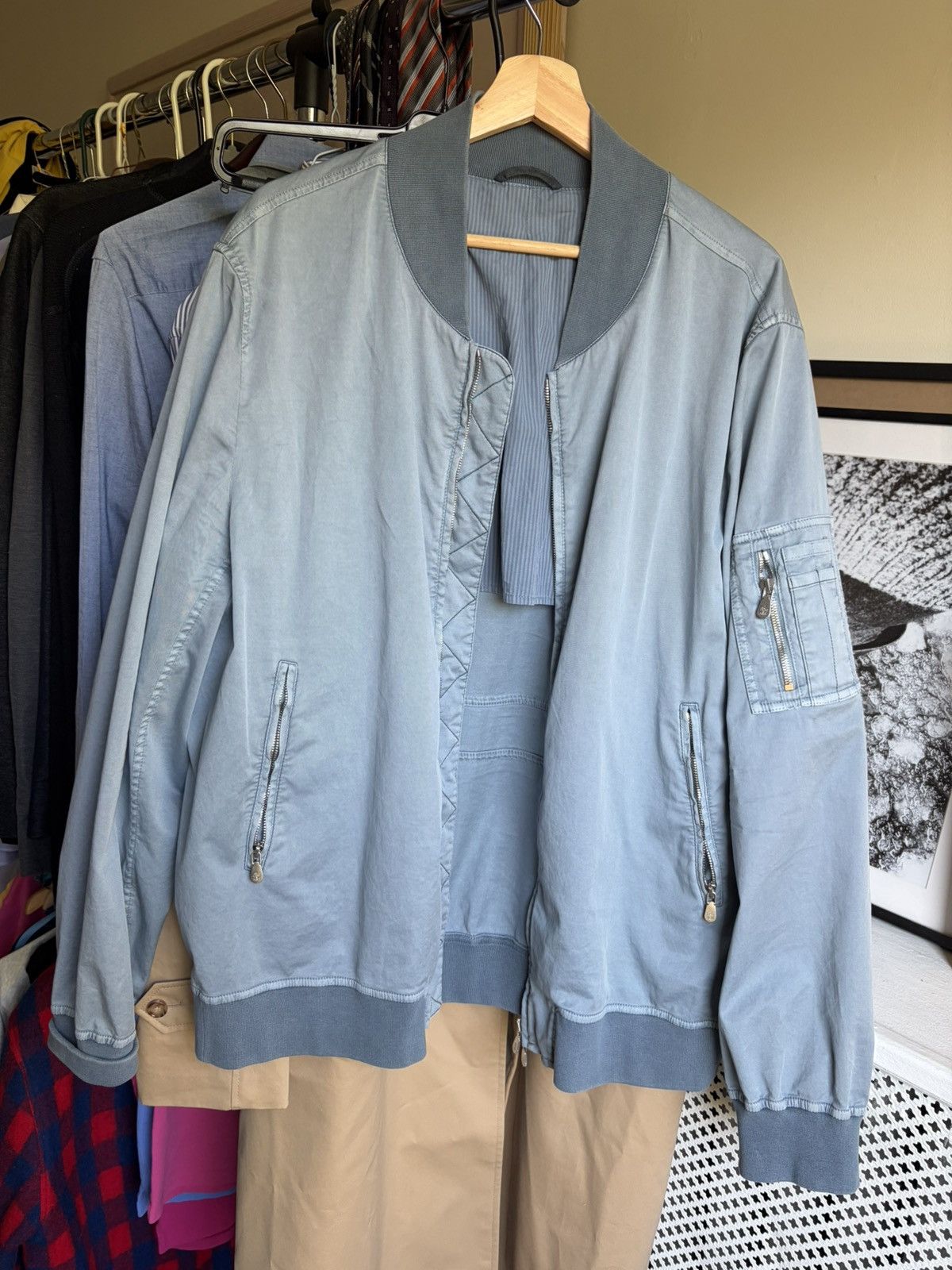 Brunello Cucinelli Brunello Cucinelli Cotton Bomber Jacket Steel Blue IT 52 Size US L / EU 52-54 / 3 - 2 Thumbnail