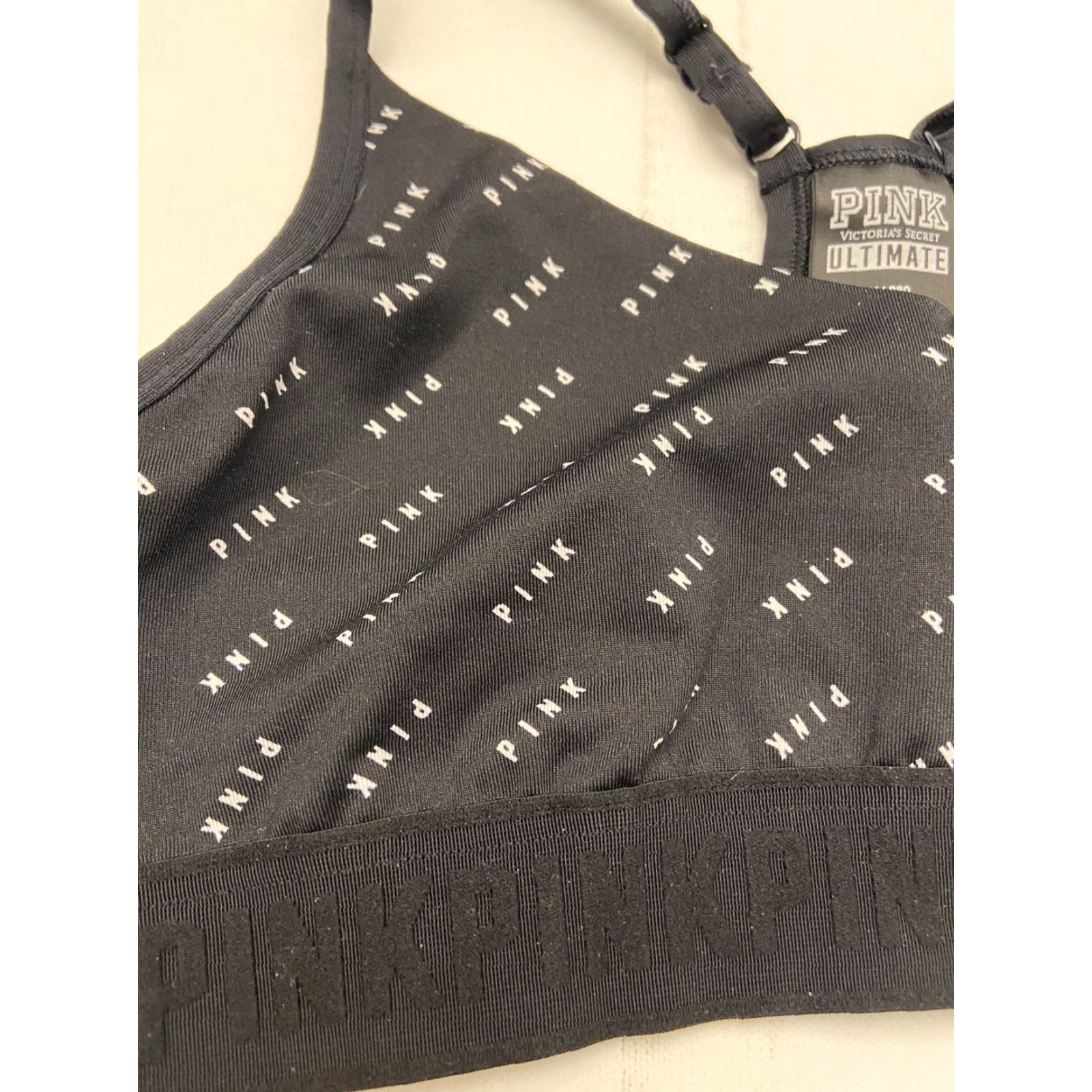 Victoria's Secret Victoria’s Secret Sports Bra Women Medium Multicolor B80 Red Black Blue Stripes Activewear Size ONE SIZE - 4 Thumbnail