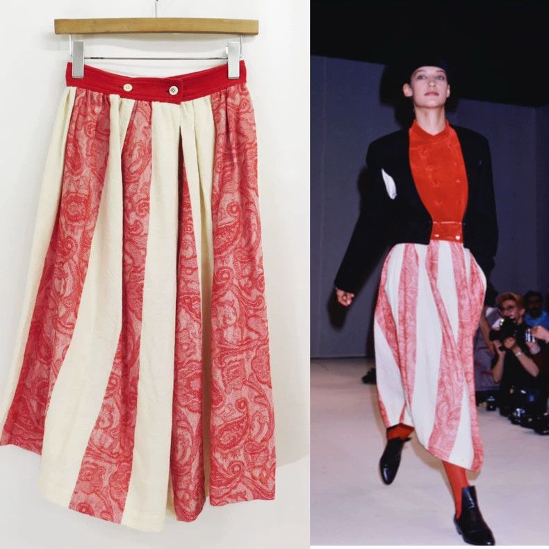 Comme des Garcons Comme des Garcons size M Wool jacquard striped skirt Size 23" - 1 Thumbnail