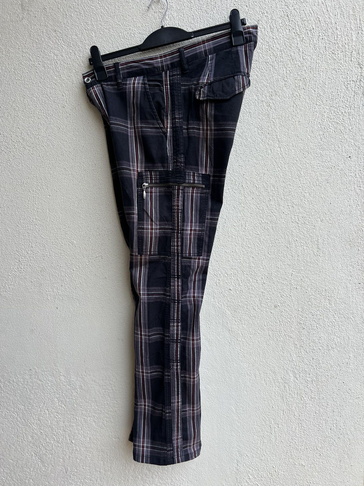 Shellac Double Edge Japan Multi Pocket Plaid Flare Cargo Trouser Size US 31 - 23 Thumbnail