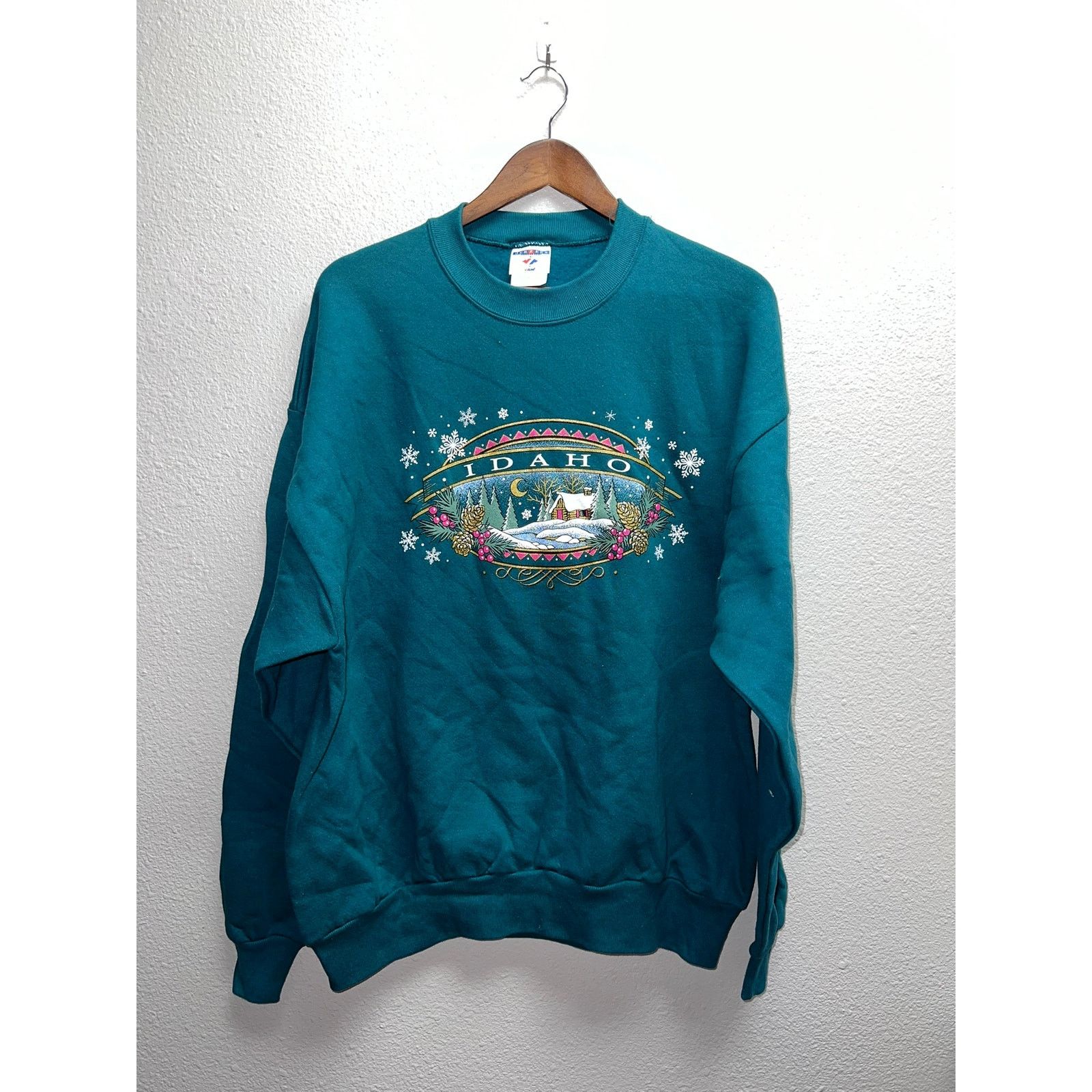Jerzees Vintage Idaho Sweatshirt Crewneck Green Winter Men's 90s XL Size US XL / EU 56 / 4 - 1 Thumbnail