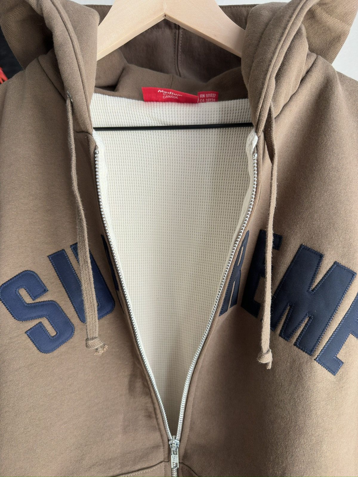 Supreme Thermal Line Arc Zip Up Hoodie Dusty Brown Size US M / EU 48-50 / 2 - 4 Thumbnail