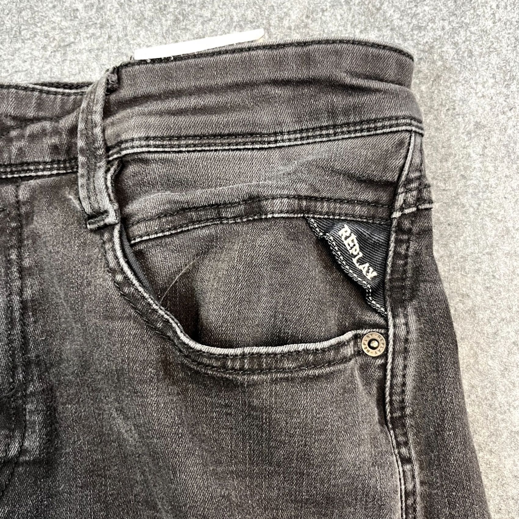 Replay Replay Jeans Slim Tapered 32 28 Grey Stretch Anbass Mens Regular Waist 32 Denim Cotton Polyester Modal 5-Pocket Comfort Pockets Vintage No Size US 32 / EU 48 - 7 Thumbnail
