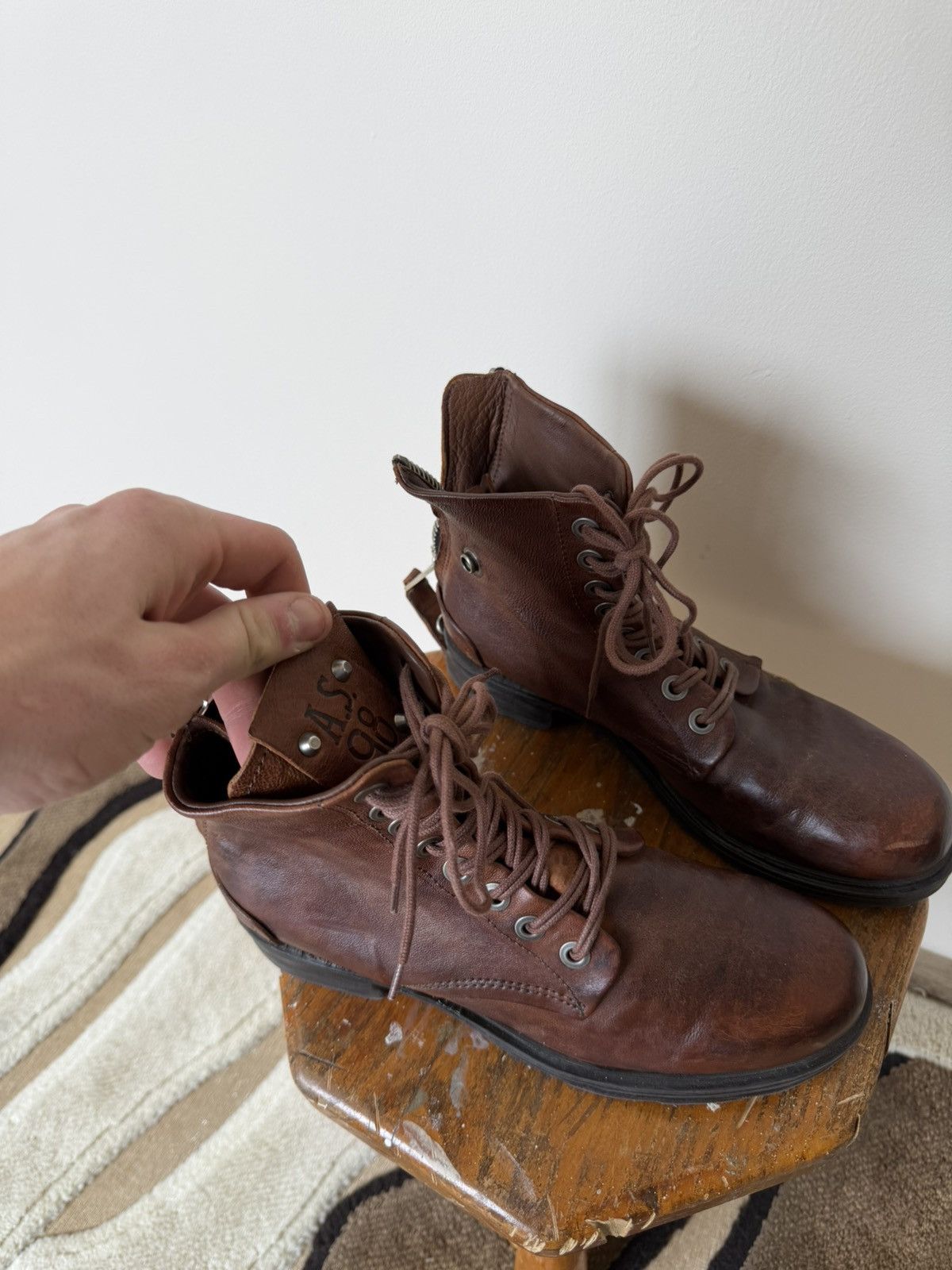 A.S.98 A.S.98 AirStep Guidi Vibe Ankle-Zip Vestern Leather Boots Size US 5.5 / EU 38 - 5 Thumbnail