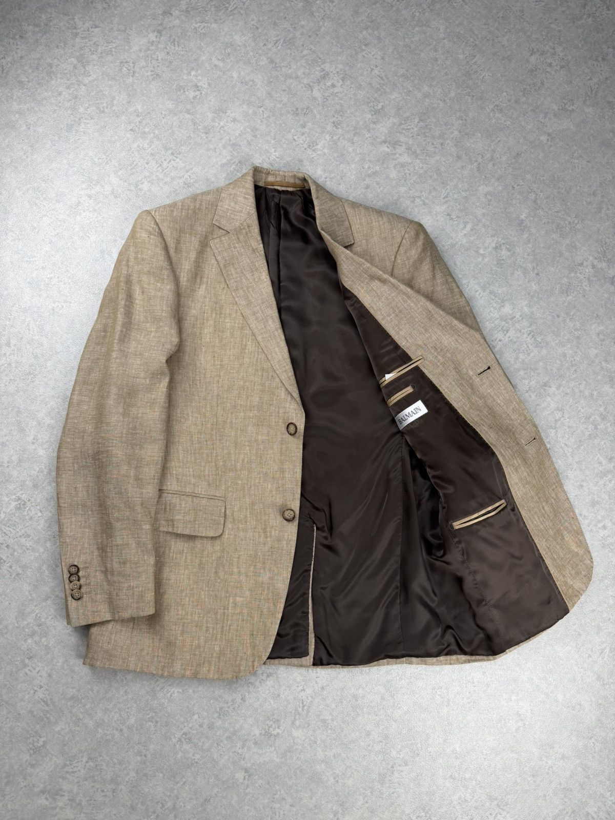 Balmain Balmain Paris Linen Blazer Beige Mens Tailored Jacket EU 46 Size 38R - 7 Thumbnail