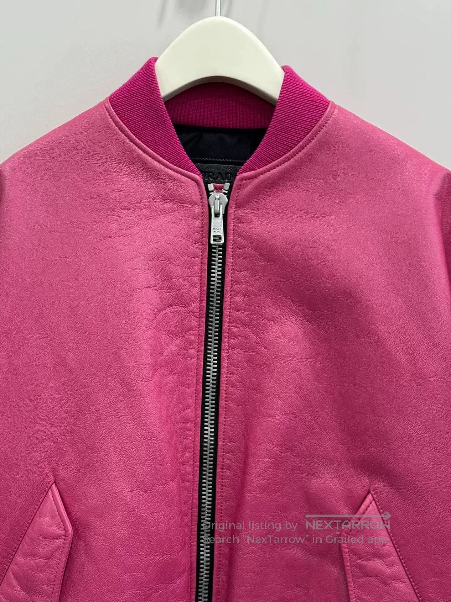 Raf Simons pink leather bomber jacket by Prada. Size M / US 6-8 / IT 42-44 - 3 Thumbnail