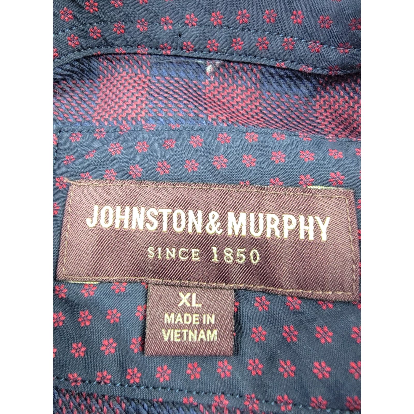 Johnston & Murphy Johnston & Murphy Shirt Mens XL Blue Red Plaid Button-Down Classic Woven Cotton Button-Up Size US XL / EU 56 / 4 - 3 Thumbnail
