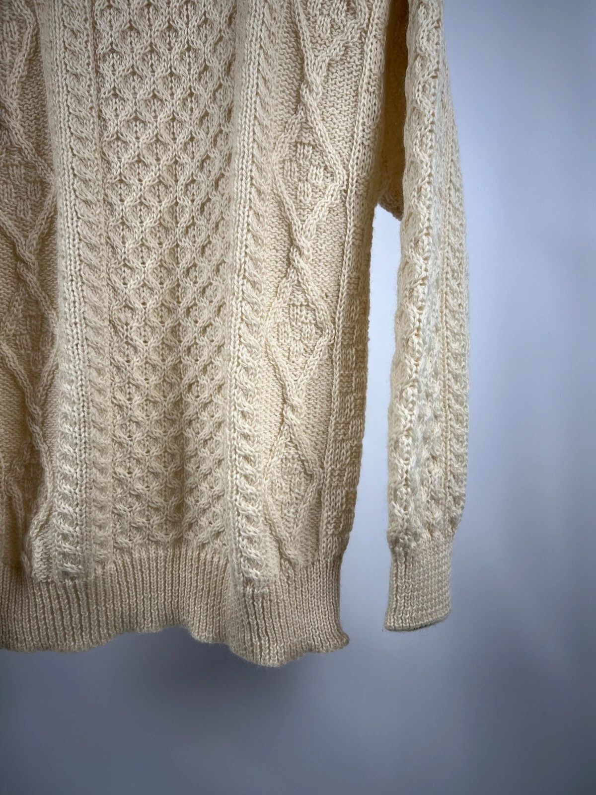 Aran Crafts Aran Crafts Ivory Cable Knit Crewneck Wool Fisherman Sweater Size US M / EU 48-50 / 2 - 6 Thumbnail