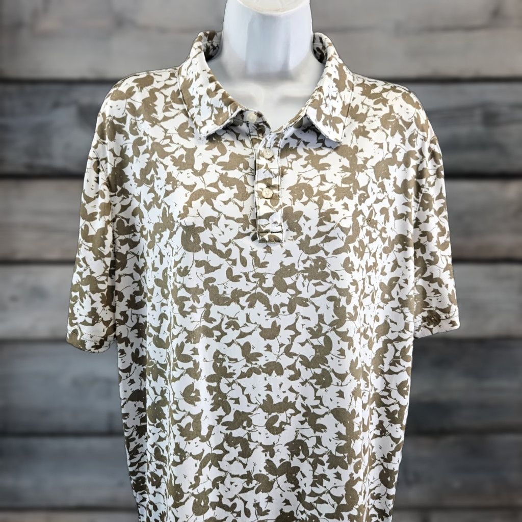 Michael Kors Michael Kors Polo Mens L Short Sleeve Taupe White Multicolor Polyester Shirt Size US L / EU 52-54 / 3 - 1 Thumbnail