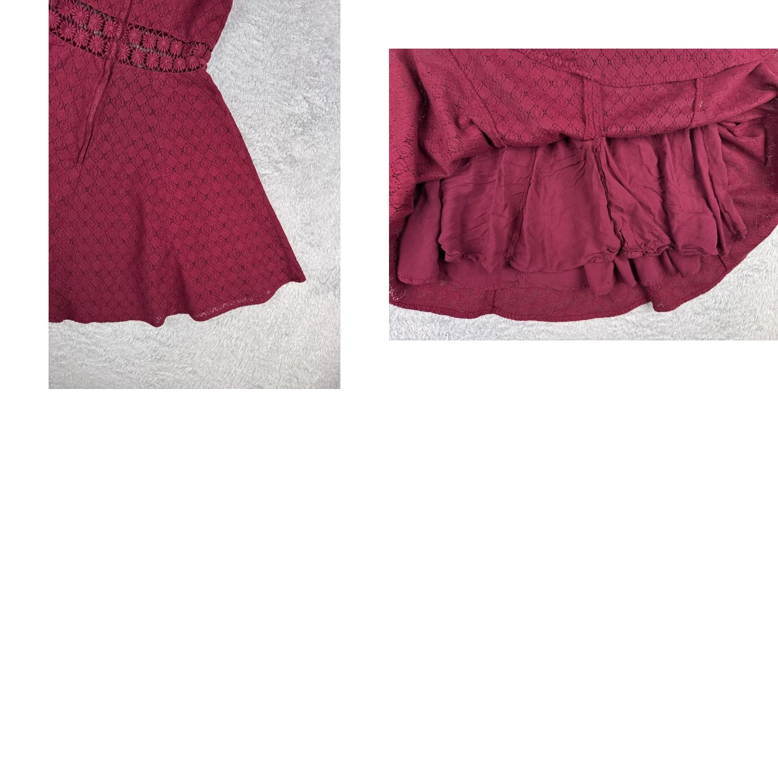 Free People VINTAGE Free People Dress Womens 4 Burgundy Cutout Daisy Waist Dress Cotton Blend Size S / US 4 / IT 40 - 10 Thumbnail
