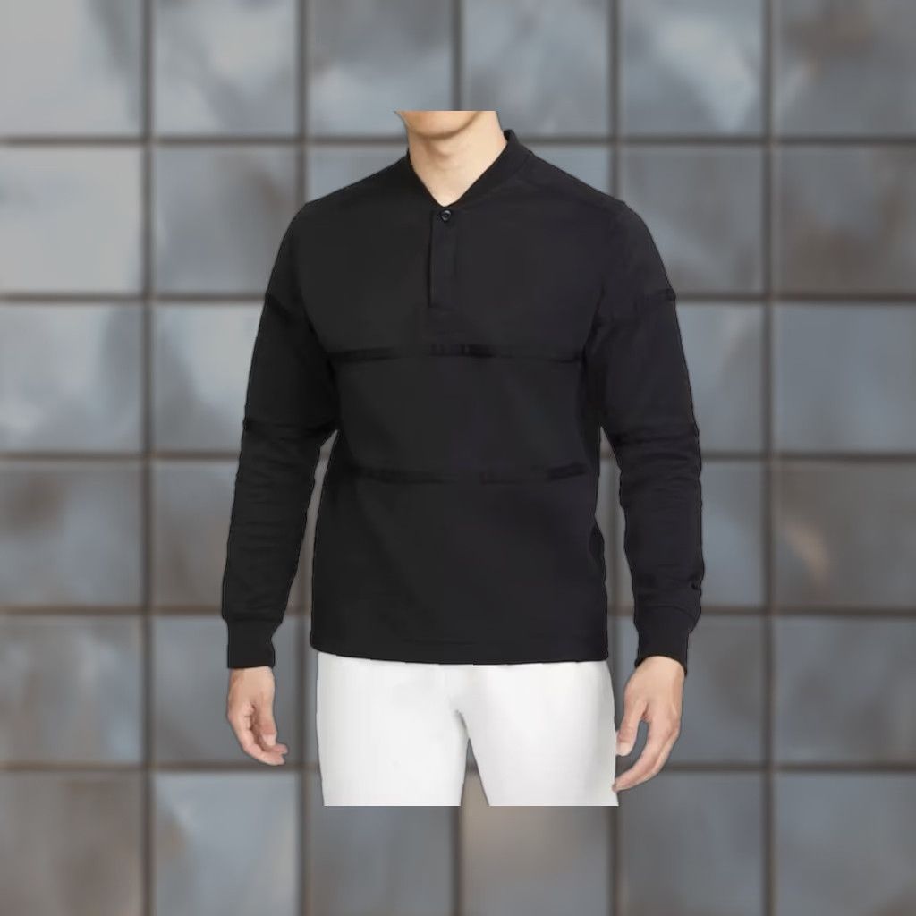 Nike Nike Dri Fit NSW Sportswear Golf Black Henley Long Sleeve Polo Shirt M Mens Size US M / EU 48-50 / 2 - 1 Thumbnail