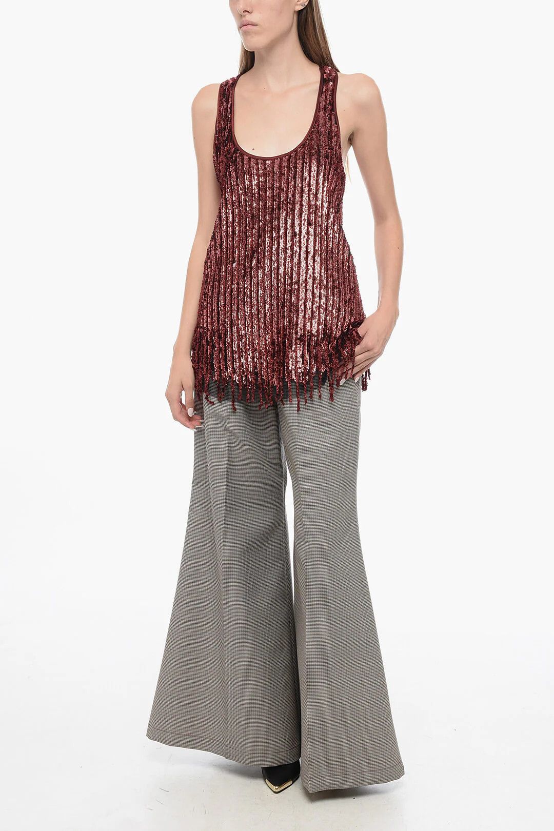 Etro og1mm0326 Chenille and Sequin Tank Top in Red Size S / US 4 / IT 40 - 5 Thumbnail