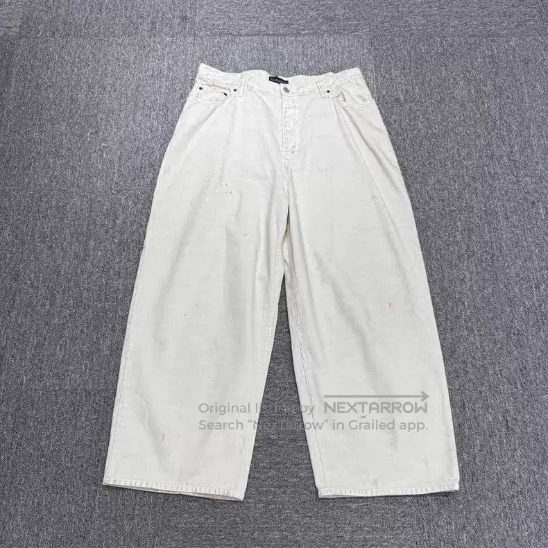 Balenciaga Balenciaga Size S Splashed Ink Washed Wide Leg Denim Pants Size US 27 - 1 Thumbnail
