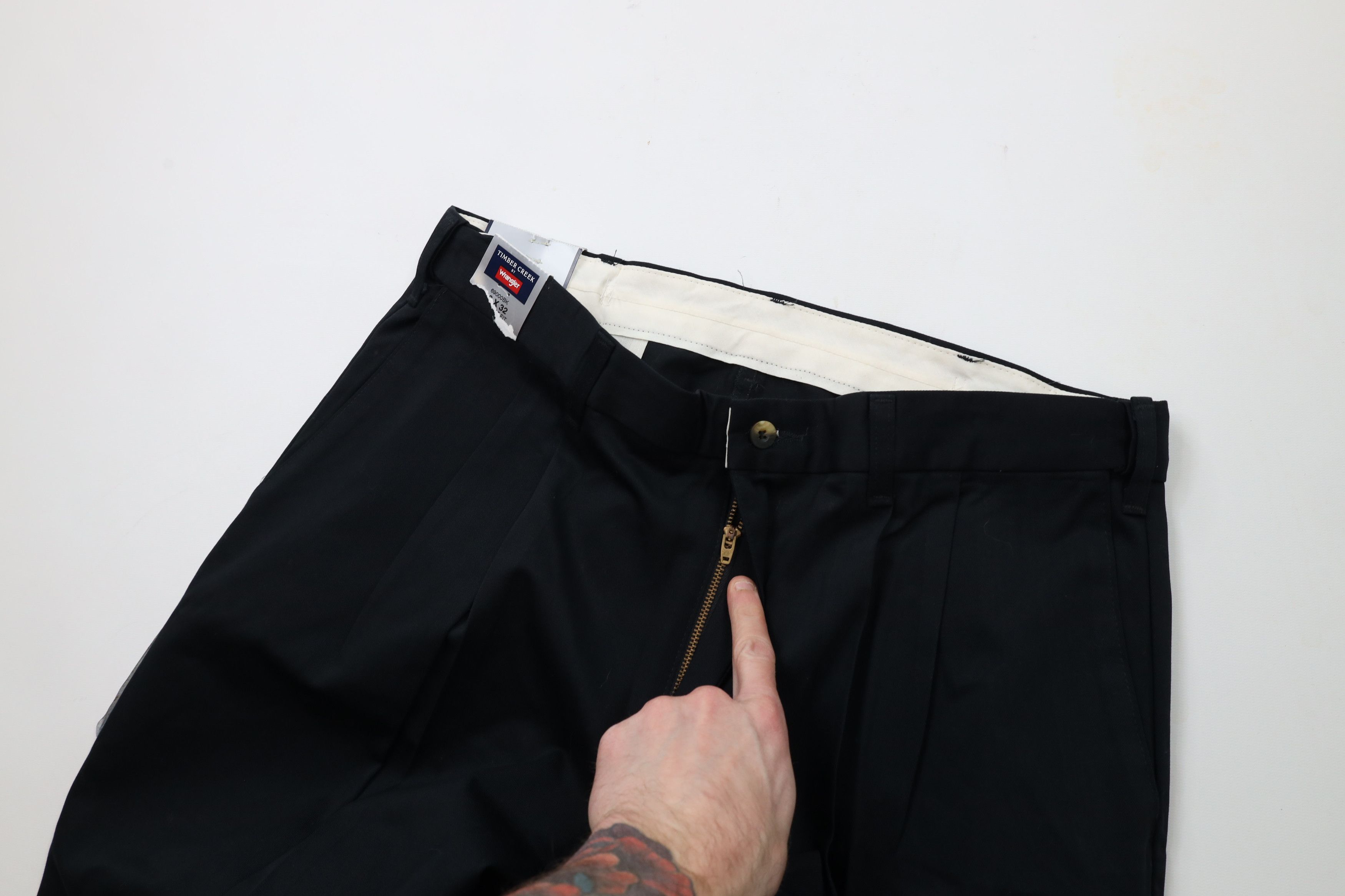 Vintage × Wrangler Deadstock Vintage Y2K Wrangler Wide Leg Chino Pants Black Size US 36 / EU 52 - 6 Thumbnail