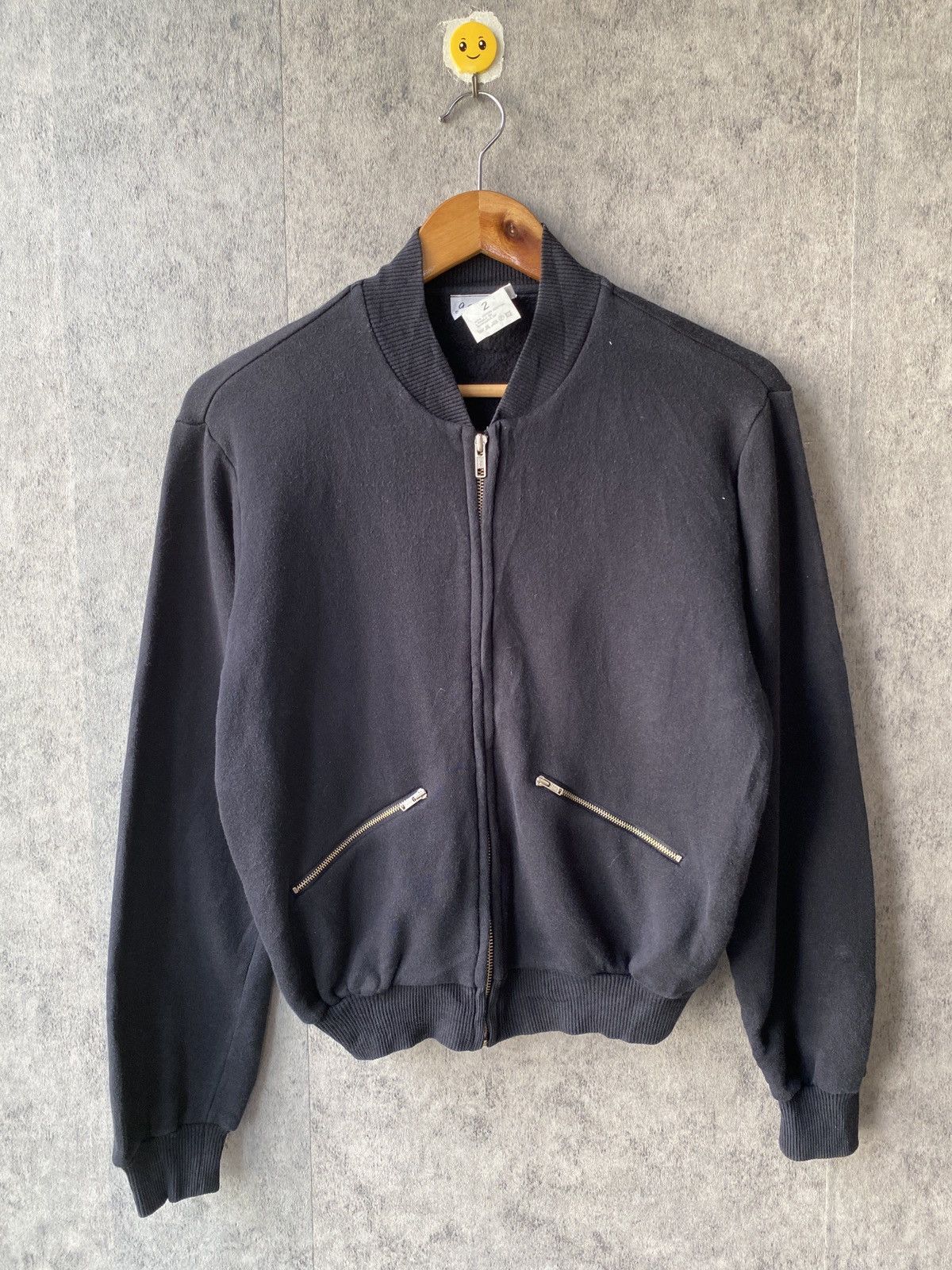agnes b. Agnes B Faded Black Bomber Sweat Jacket Size US M / EU 48-50 / 2 - 2 Thumbnail