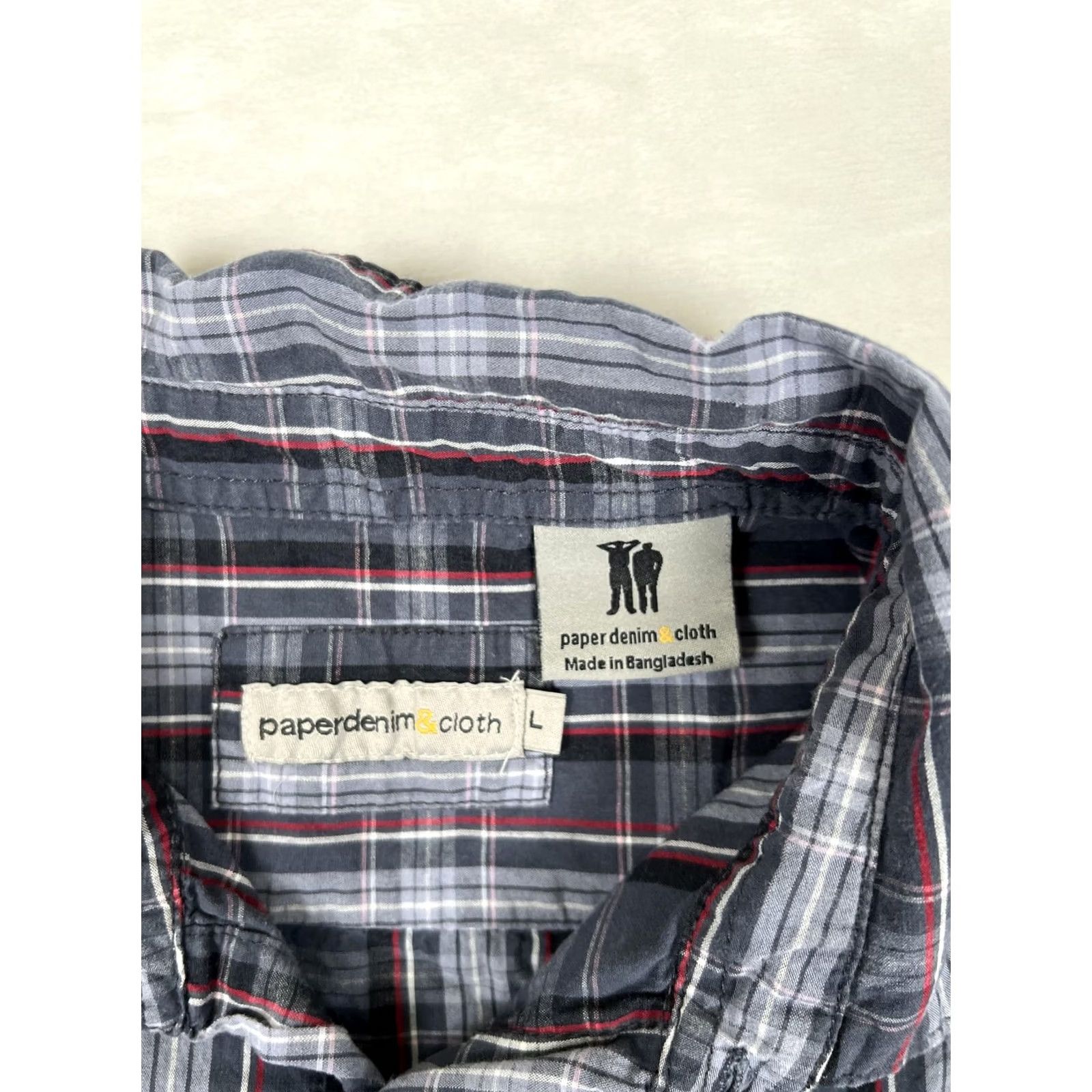 Denime Paper Denim & Cloth Shirt Mens L Blue Plaid Short Sleeve Button Front Casual Size US L / EU 52-54 / 3 - 3 Thumbnail