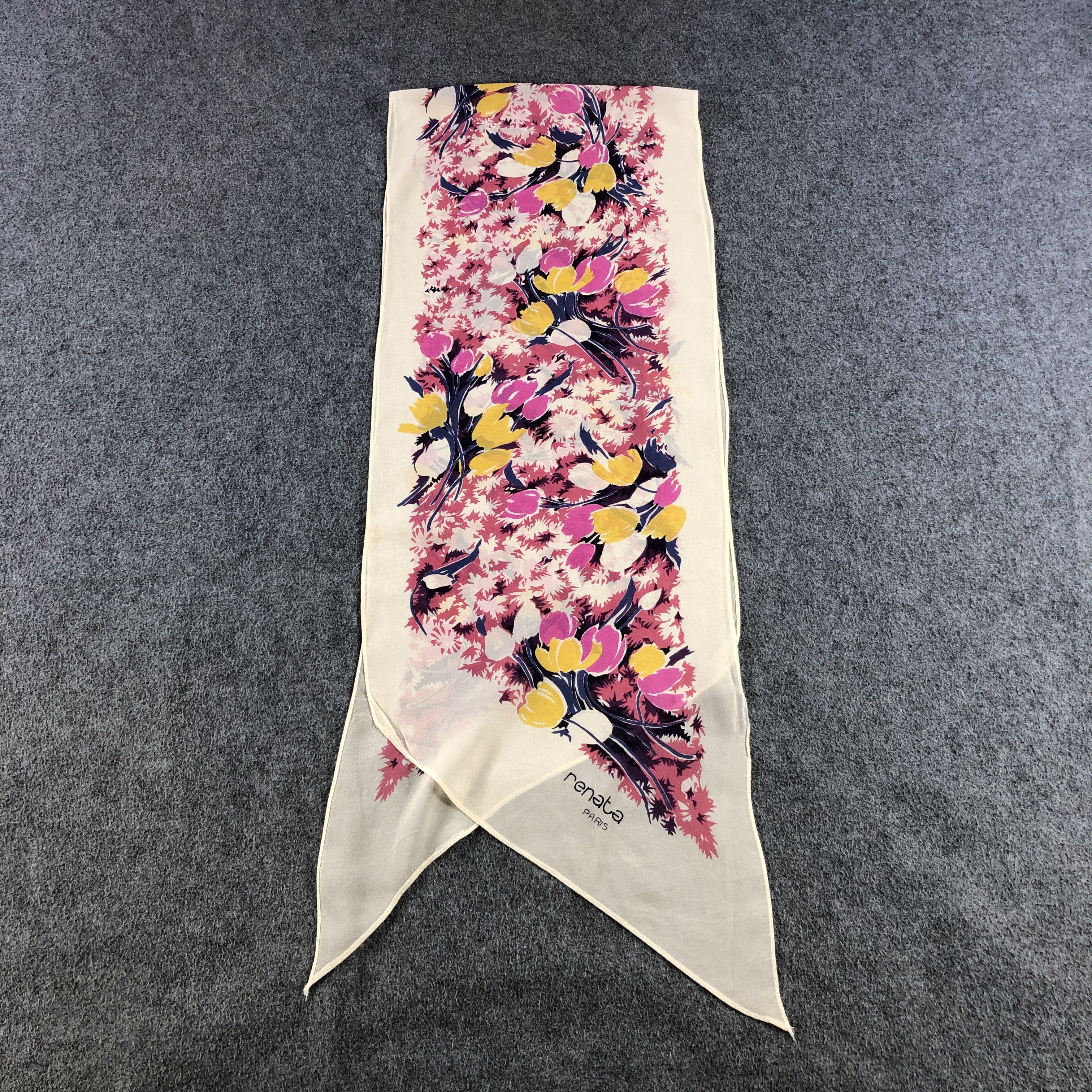 Japanese Brand Renata Floral Silk Stole Silk Scarf M1114 Size ONE SIZE - 2 Thumbnail