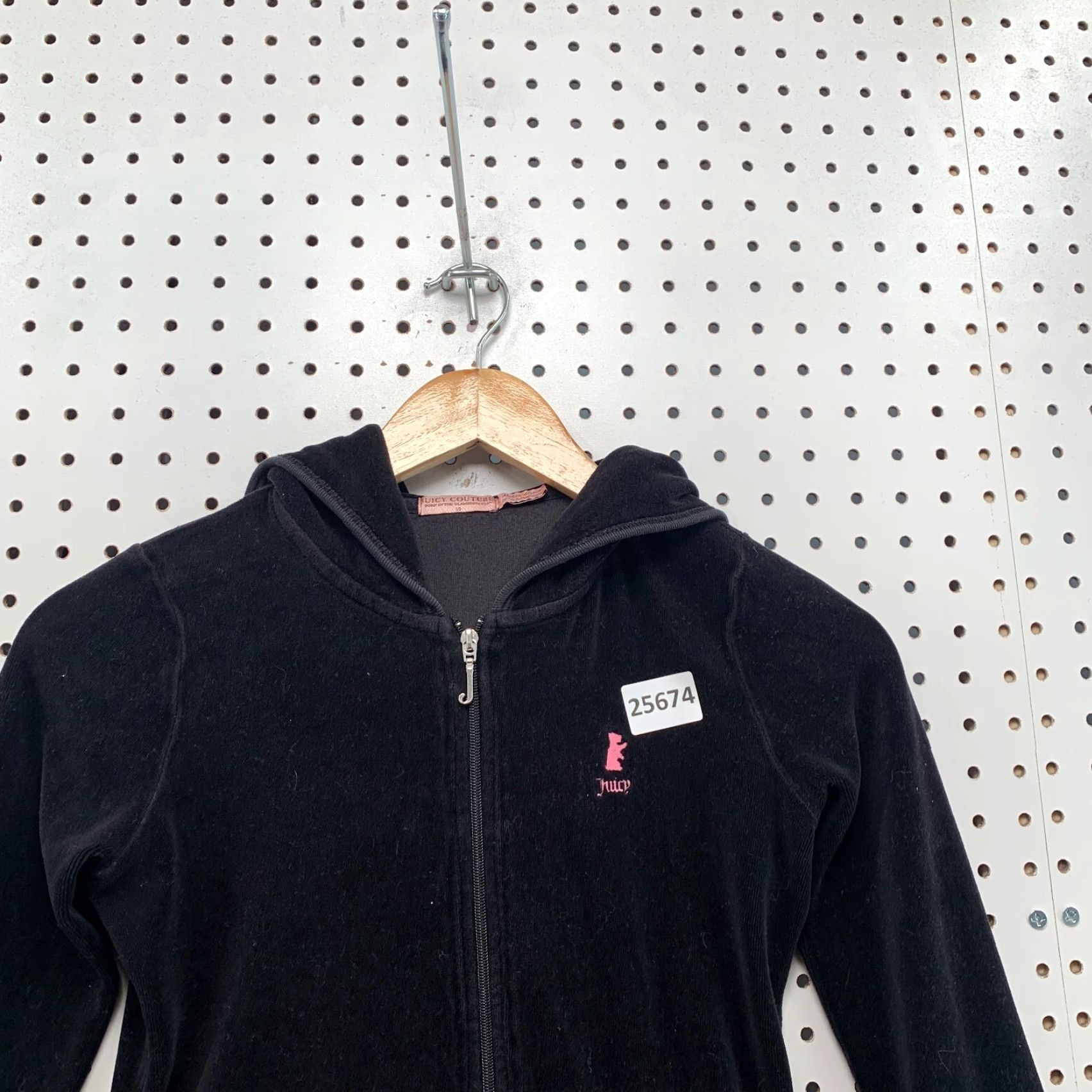 Juicy Couture VINTAGE Juicy Couture Velour Hoodie Full Zip Sweatshirt Black Womens Size 10 Activewear Size L / US 10 / IT 46 - 2 Thumbnail