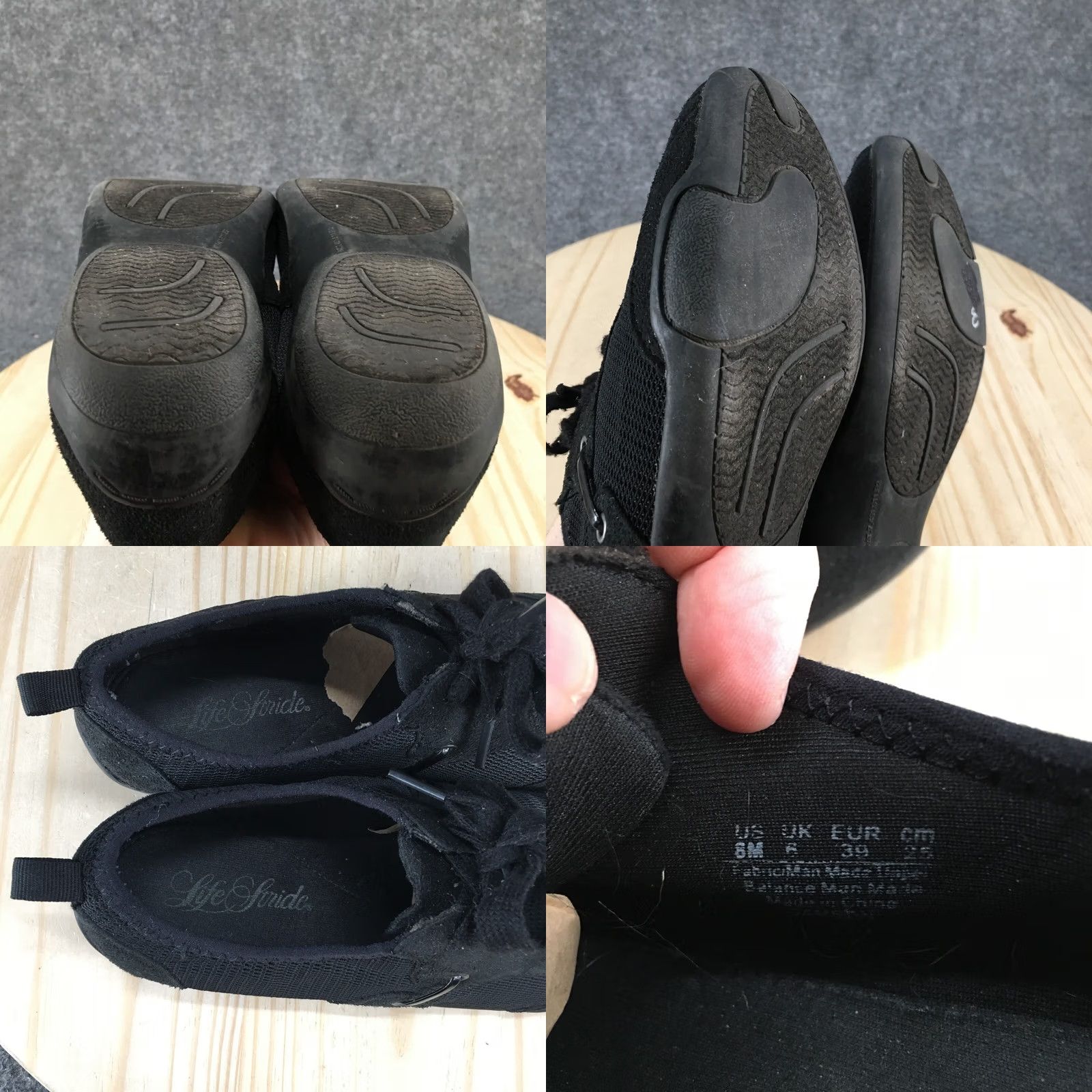 Vintage LifeStride Shoes Womens 8M Walking Sneakers Black Lace Up Low Top Comfort Casual Size M / US 6-8 / IT 42-44 - 9 Thumbnail