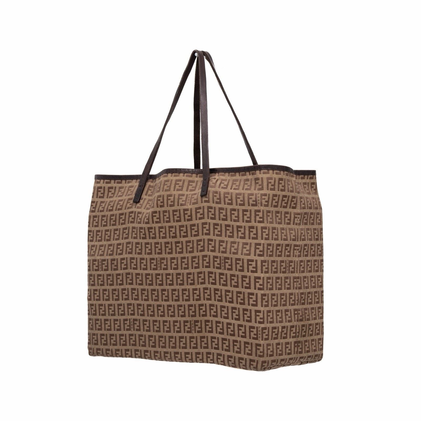 Fendi Fendi Zucchino Monogram Canvas Roll Open Top Tote Bag Brown Size ONE SIZE - 2 Thumbnail