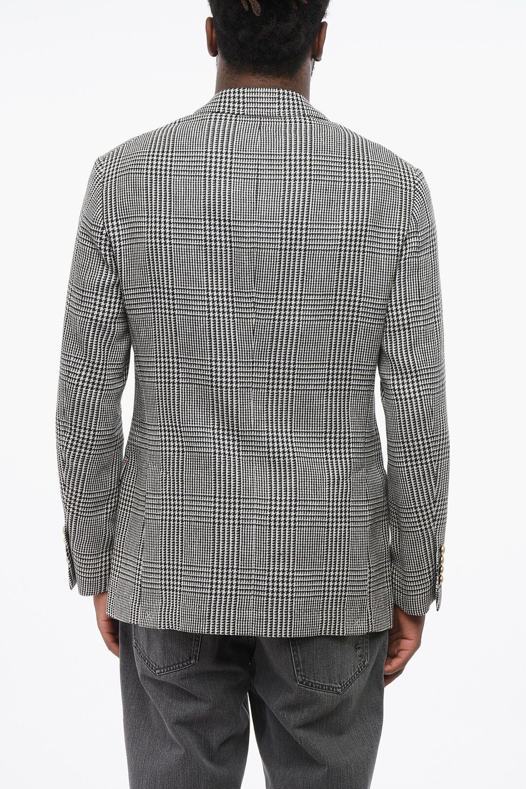 Brunello Cucinelli og1mm0725 Check Linen Blend Blazer in Black & White Size US XL / EU 56 / 4 - 2 Thumbnail
