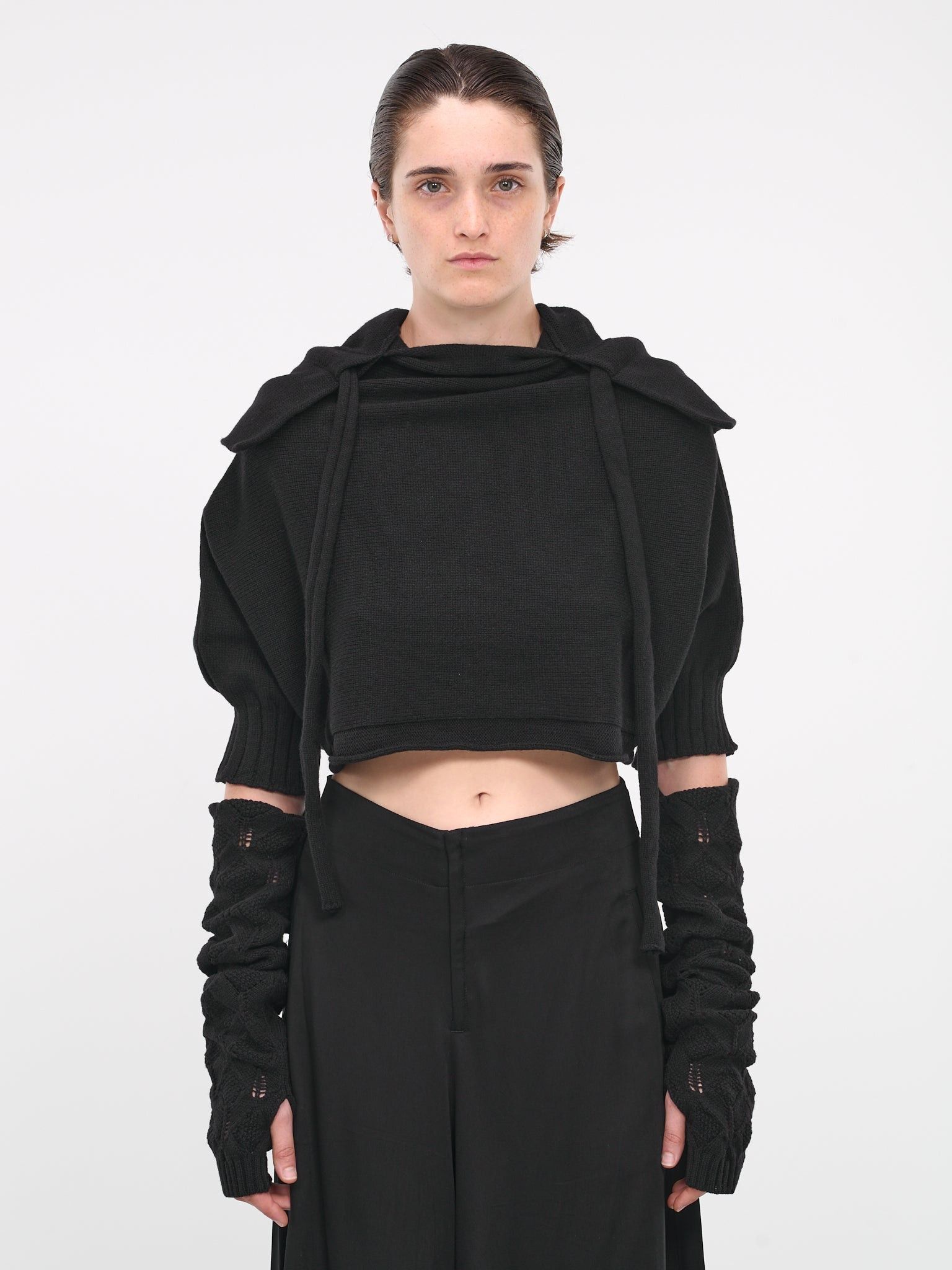Yohji Yamamoto Yohji Yamamoto Femme - Wool Knit Distress Arm Warmers Gloves Size ONE SIZE - 1 Thumbnail