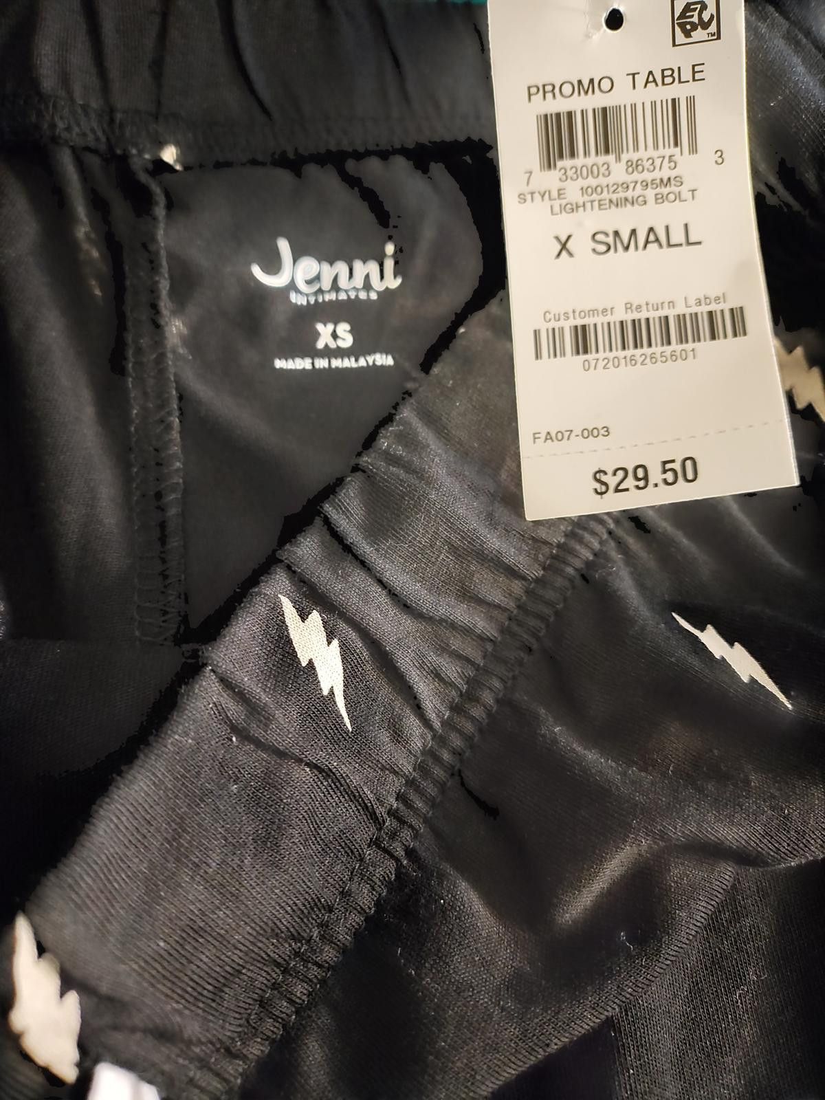 Jennifer Lopez Jenni Intimates Black Lightning Bolt Patterned Leggings Size 26" / US 2 / IT 38 - 6 Thumbnail