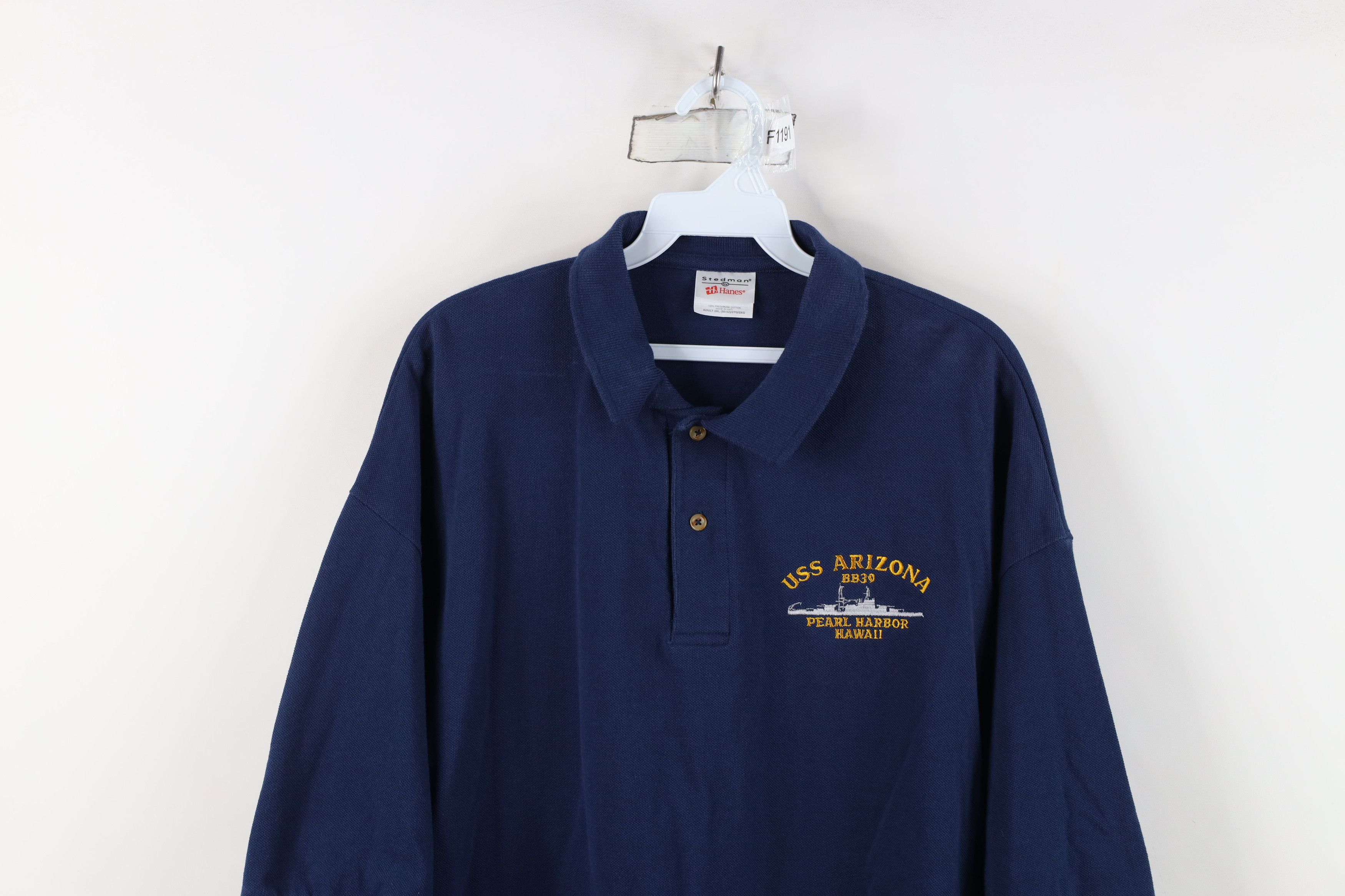 Vintage Vintage USS Arizona BB39 Pearl Harbor Hawaii Polo Shirt Size US XL / EU 56 / 4 - 2 Thumbnail