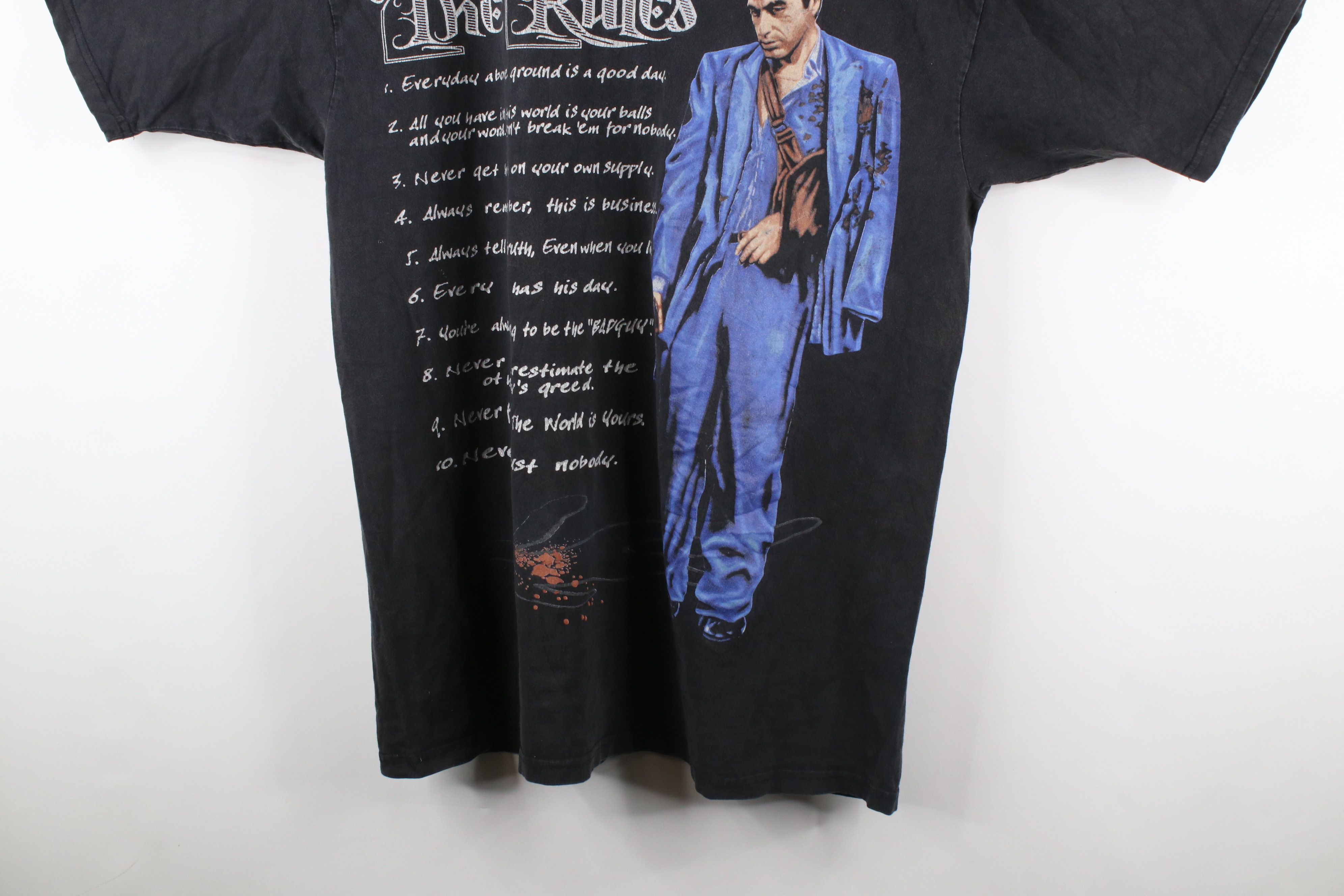 Vintage Vintage Scar Face Fit Tony Montana The Rules T-Shirt Black Size US XXL / EU 58 / 5 - 3 Thumbnail