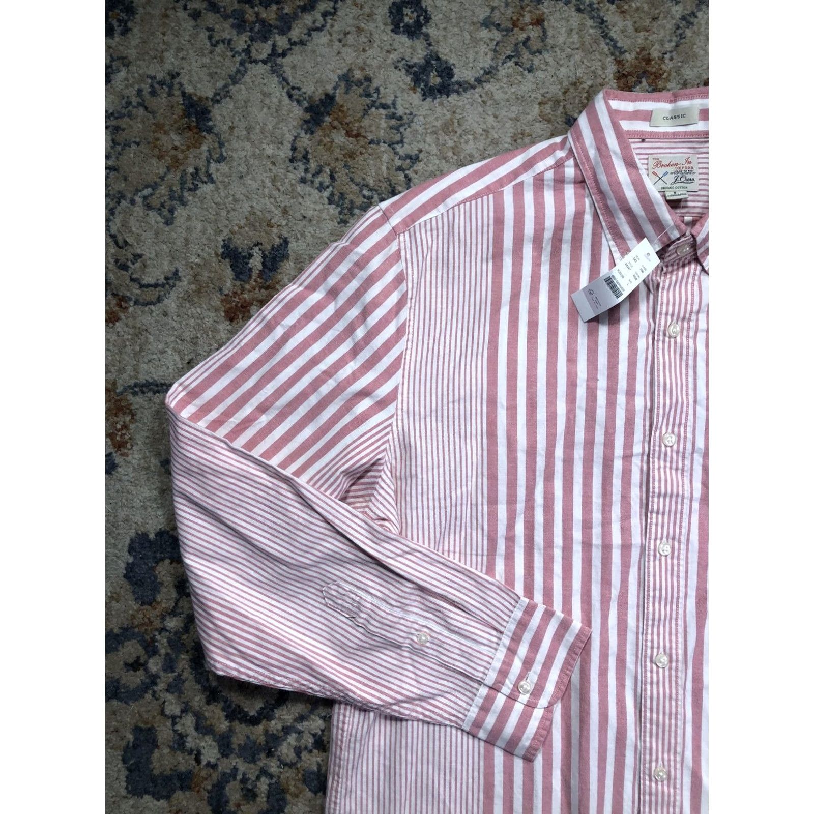 J.Crew J.Crew Mens Large Red Stripe Broken-In Oxford Shirt Long Sleeve Button-Down Button-Up Size US L / EU 52-54 / 3 - 3 Thumbnail