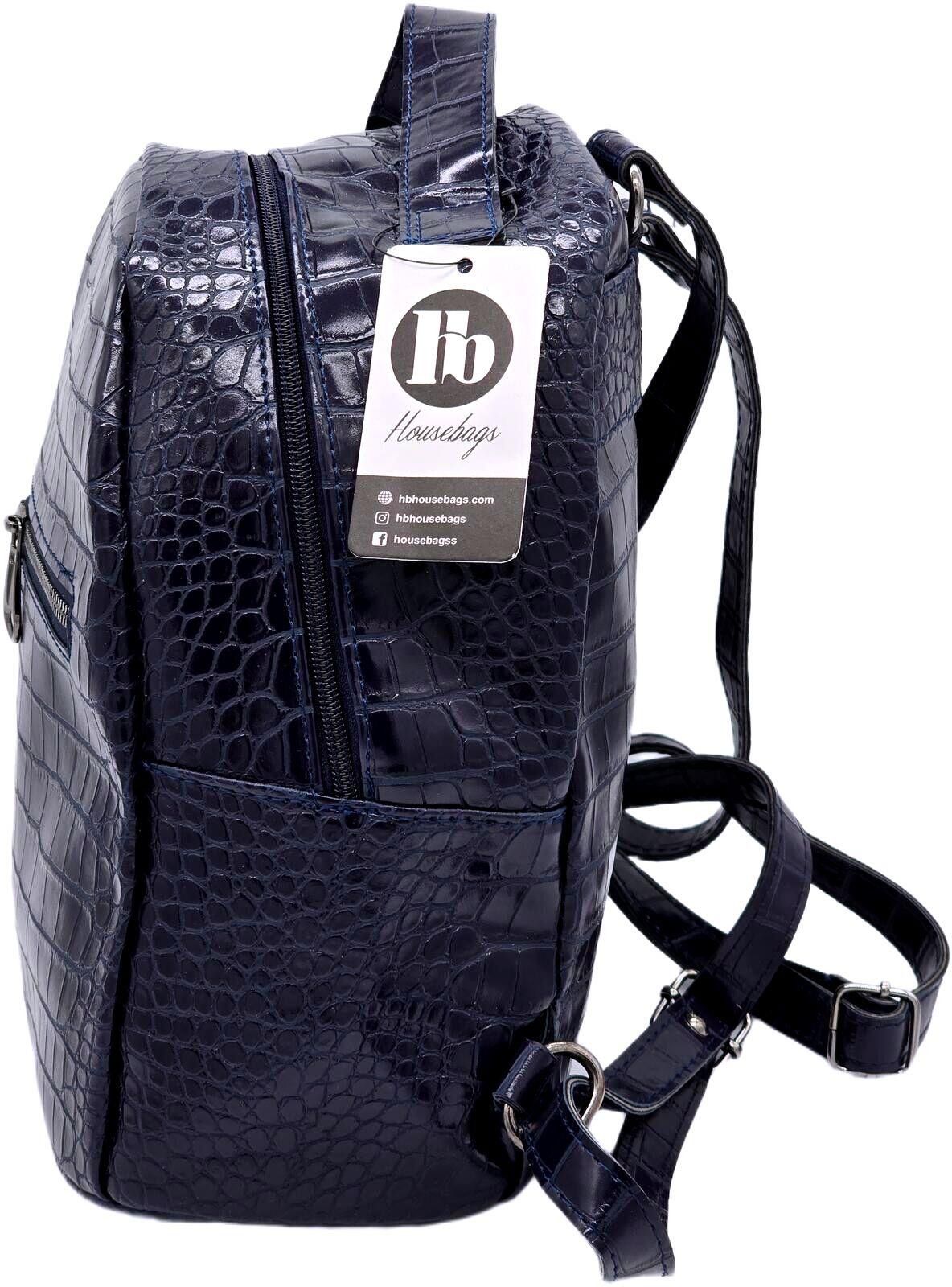 Other Housebags Navy Crocodile-Texture Faux Leather Backpack Size ONE SIZE - 3 Thumbnail