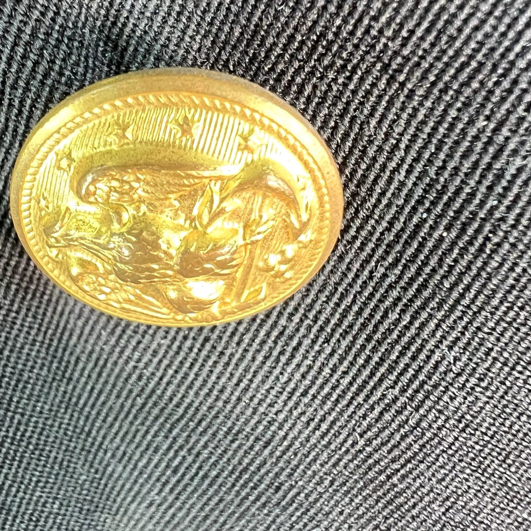 Vintage US Navy Dress Jacket Blazer 37R Mens Black Gold Buttons Nautical Patriotic 6-Button Tuxedo Peak Lapel Wool Blazer Mens Size 36R - 4 Thumbnail