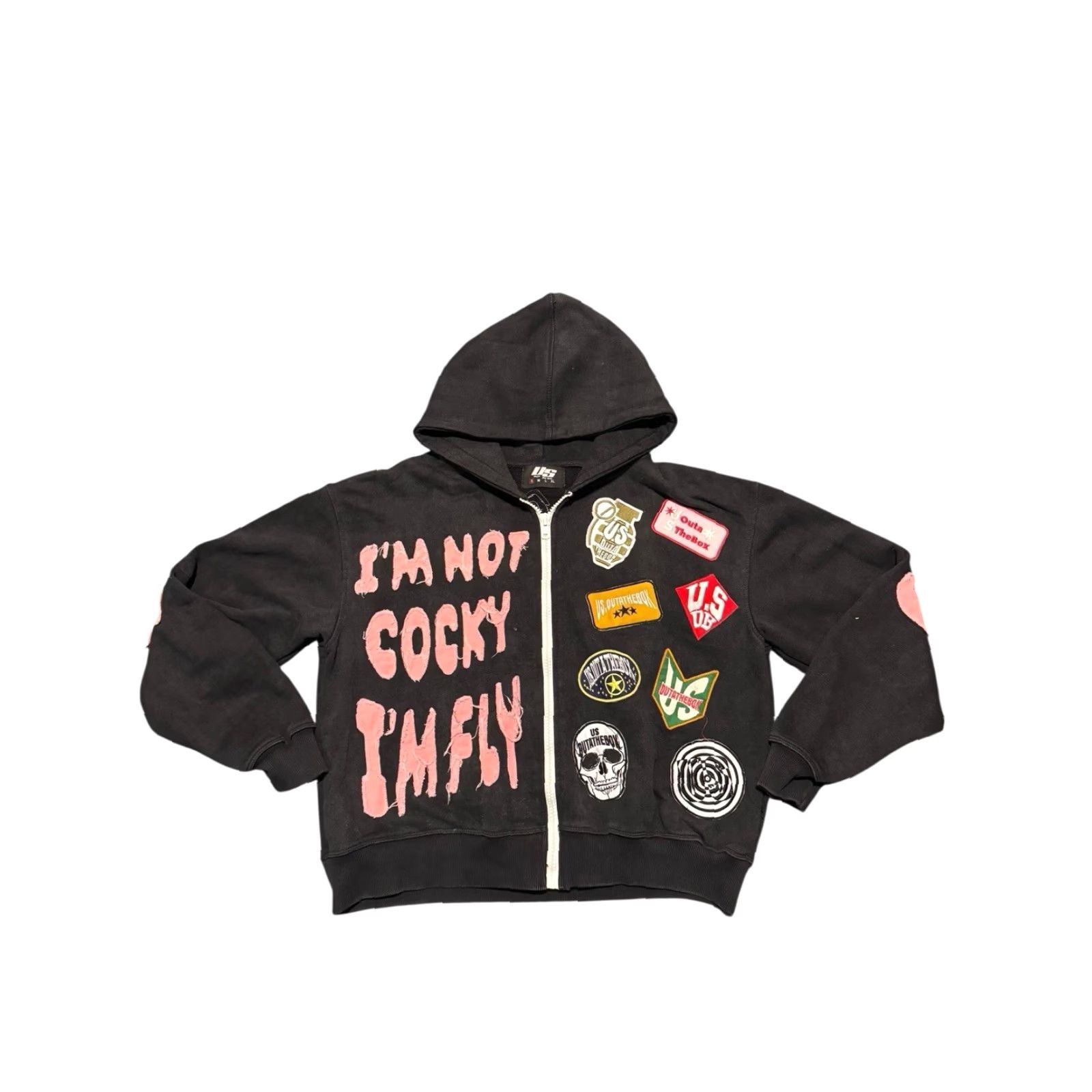 Vintage US Outa The Box I'm Fly Men's Black Zip Up Hoodie Size Small Hoodie Men Small Black Vintage? No, not vintage. Size US S / EU 44-46 / 1 - 2 Thumbnail