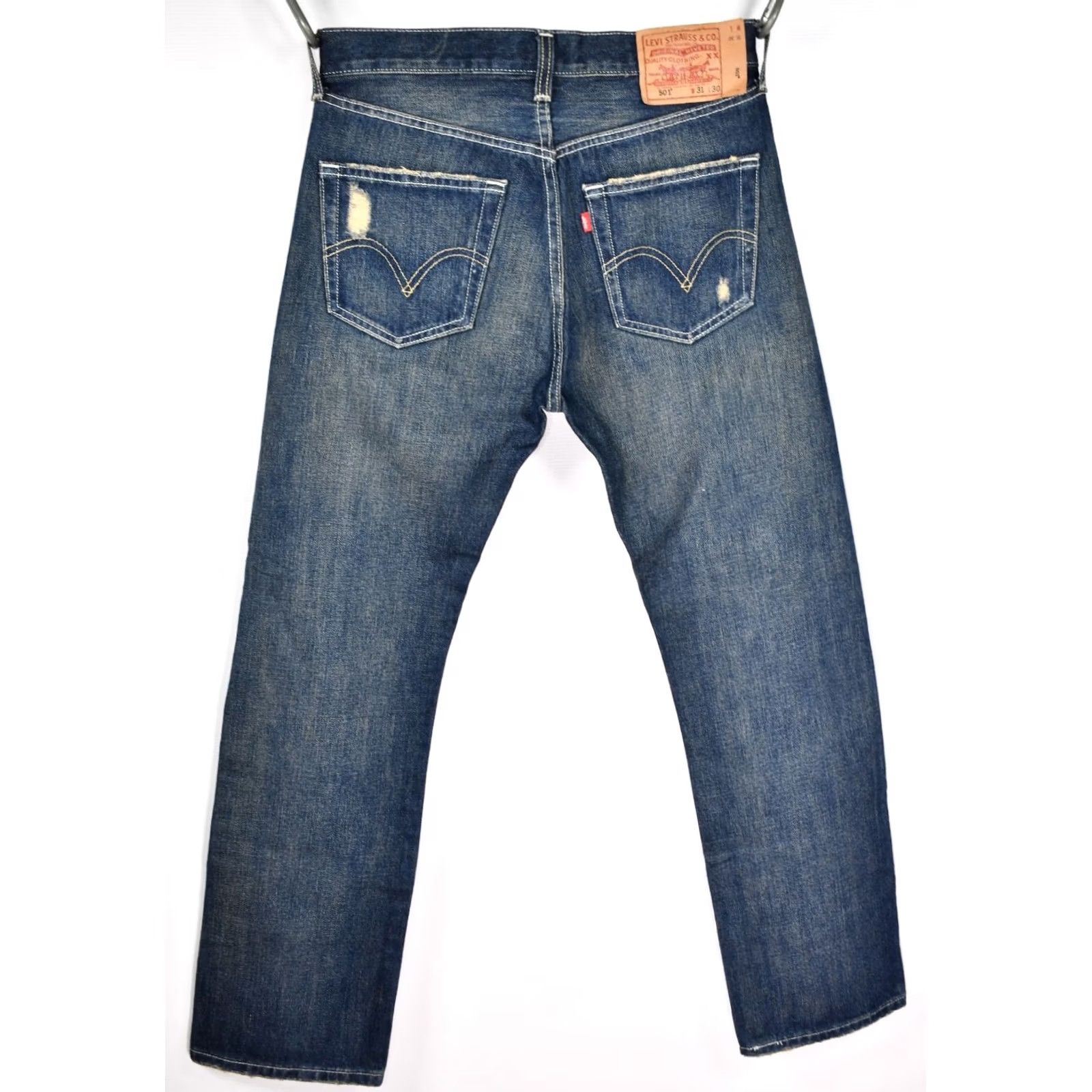 Levi's Levi's 501 Jeans Distressed Mens W31/L30 Straight Button Fly Casual Blue Denim 5-Pocket Vintage No N/A Size US 31 - 3 Thumbnail