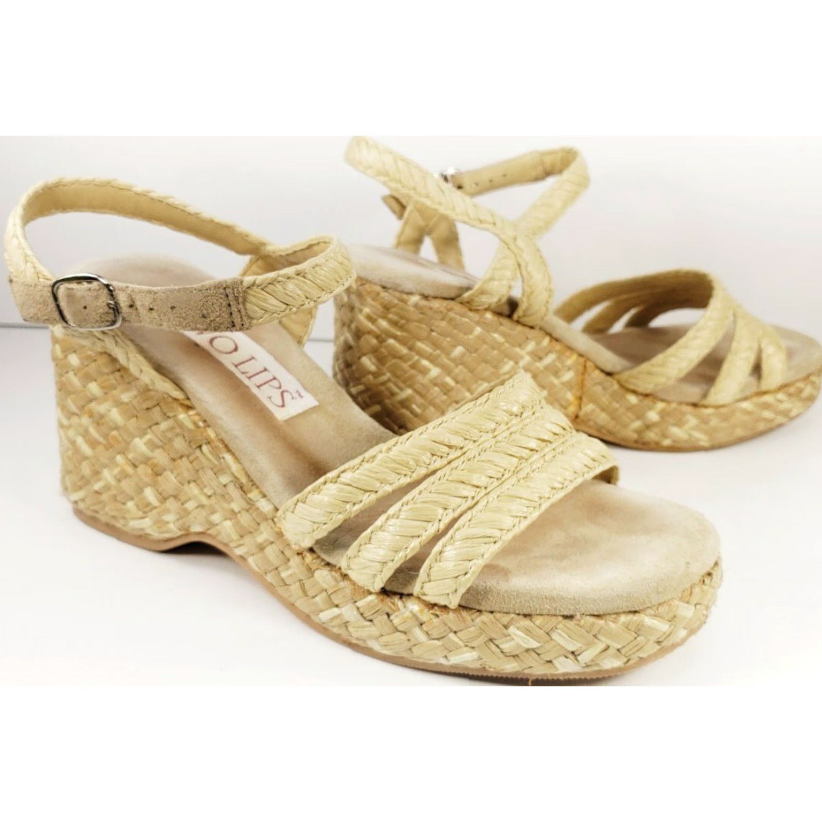 Vintage Two Lips Aruba Wedge Espidrille T-Strap Sandals Women Size 9 Beige with Box Size US 9 / IT 39 - 5 Thumbnail