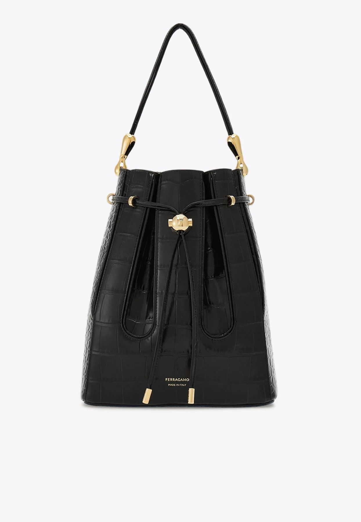 Salvatore Ferragamo o1s1rm0924 Size: OS / Leather Bucket Bag in Black Size ONE SIZE - 1 Thumbnail