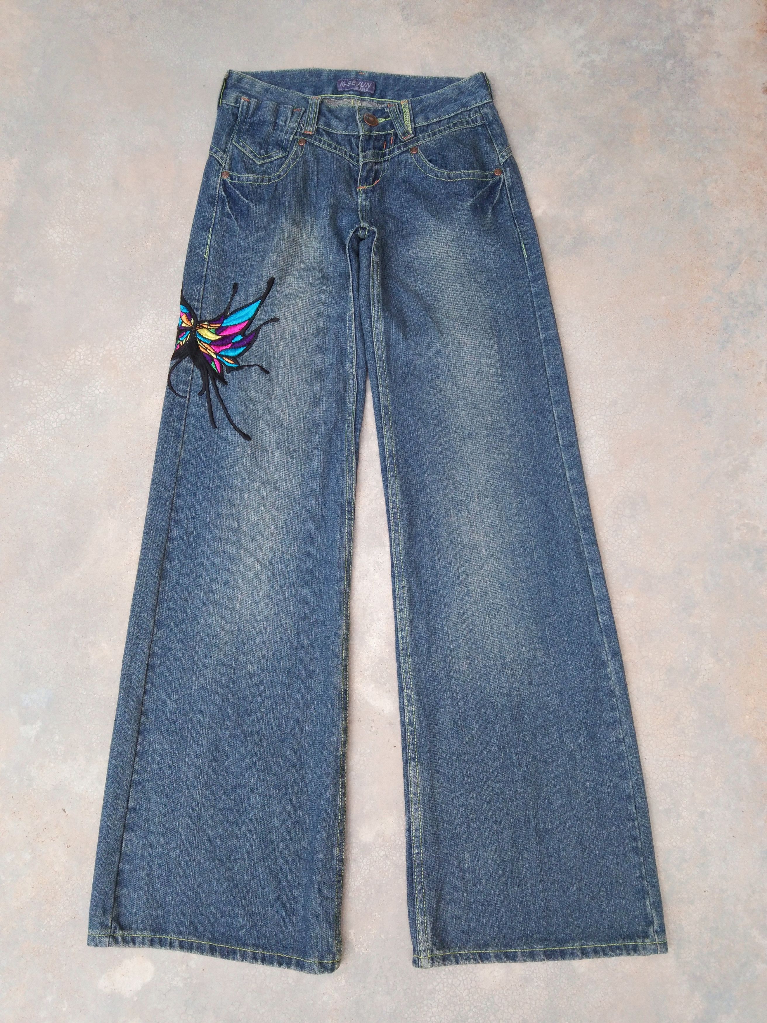 image of Super Wide Leg Jeans Embroidered 27X33 in Blue, Men's